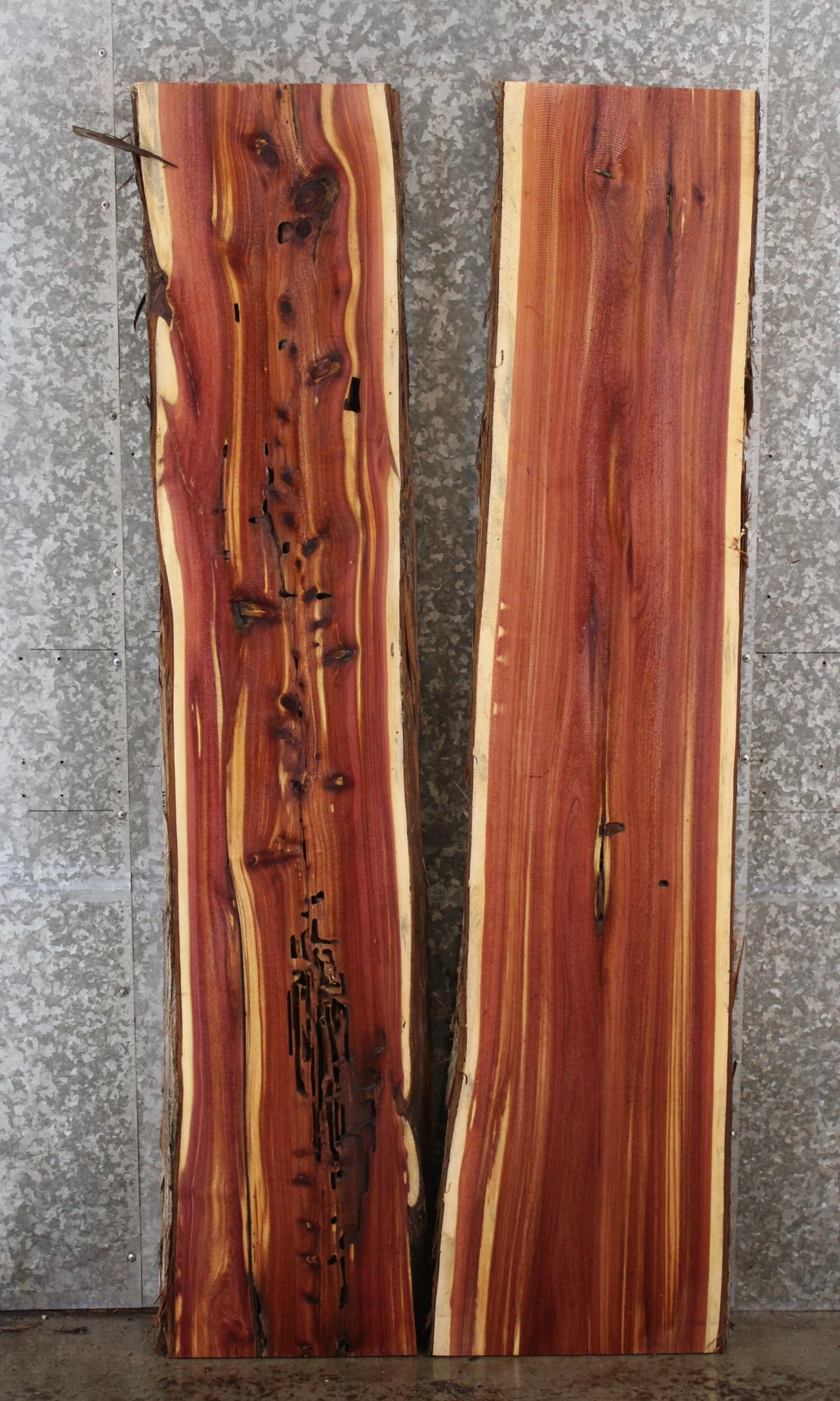 2- Live Edge Red Cedar River Table Top/Kitchen Table Top 39390-39391
