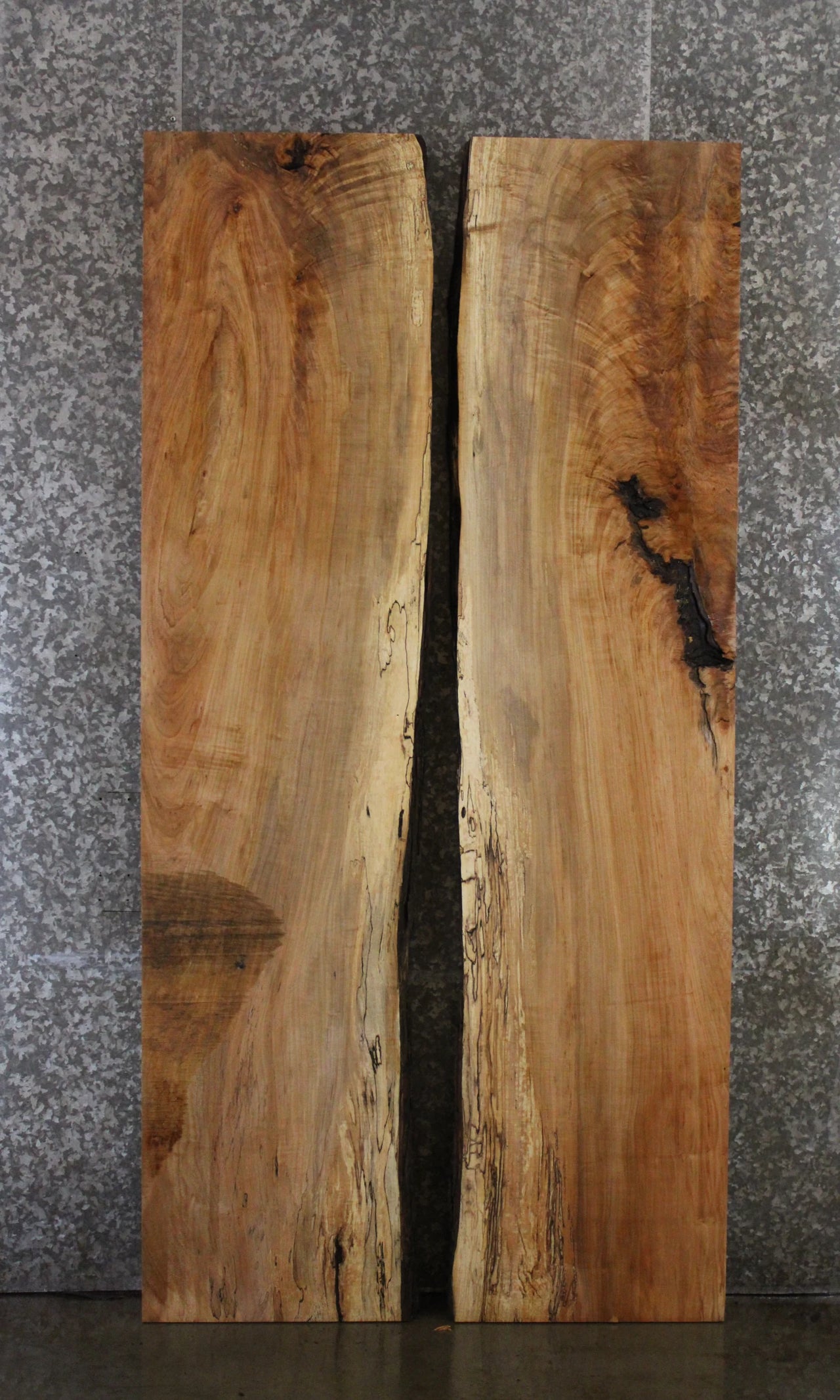 2- Spalted Maple Live Edge Book Match Dining Table 39397-39398