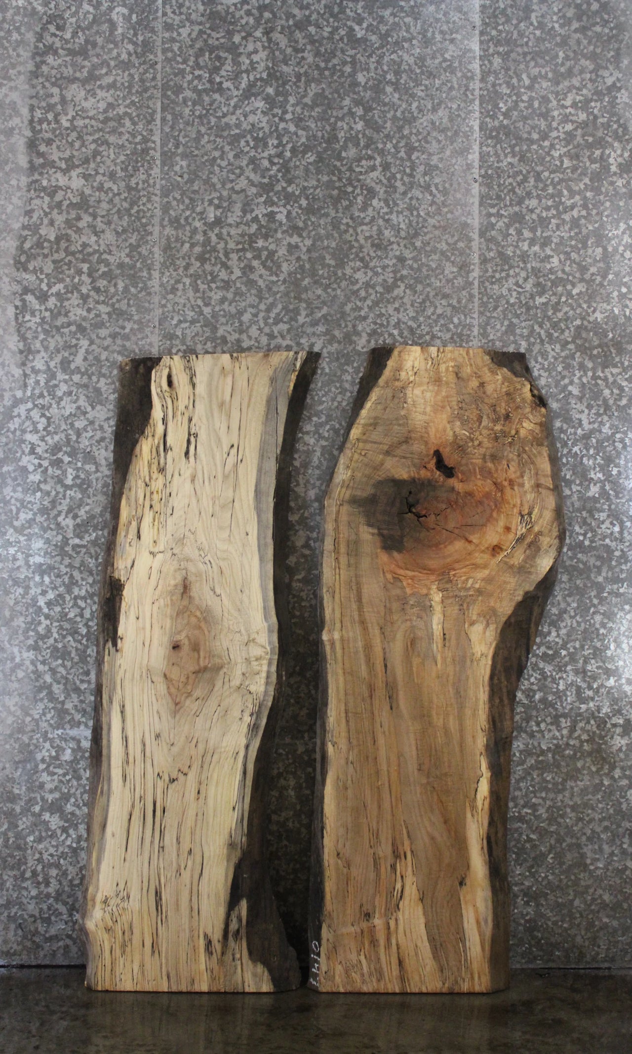 2- Spalted Maple Live Edge Bar Top/Desk Slabs 39399-39400