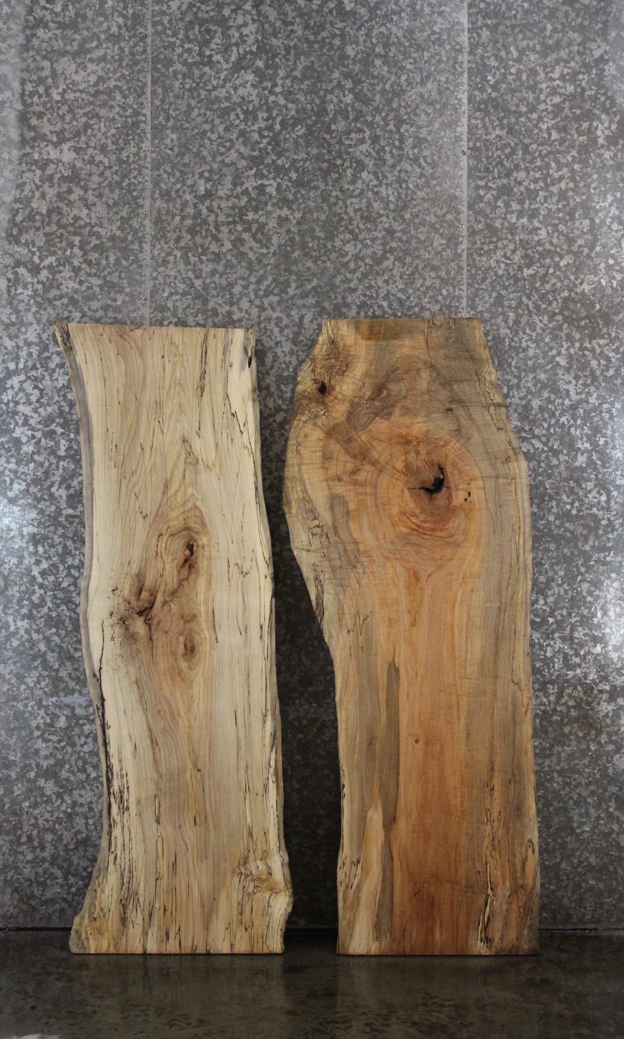 2- Spalted Maple Live Edge Bar Top/Desk Slabs 39399-39400