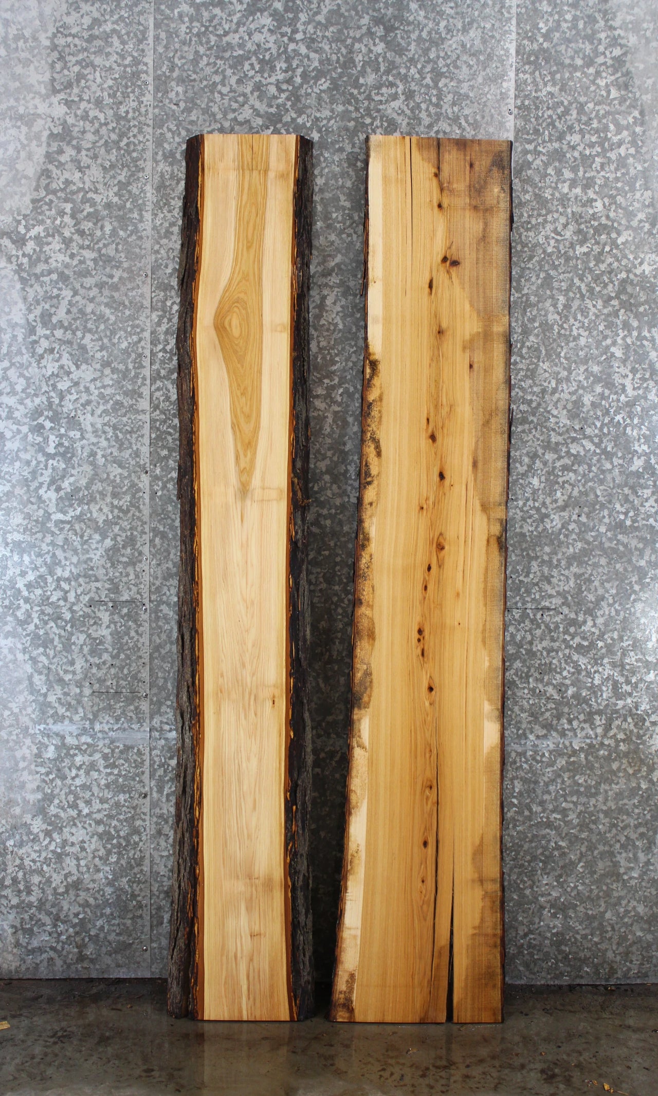 2- Hickory Live Edge Book Match Bench/Table/Shelf Slabs 39401-39402
