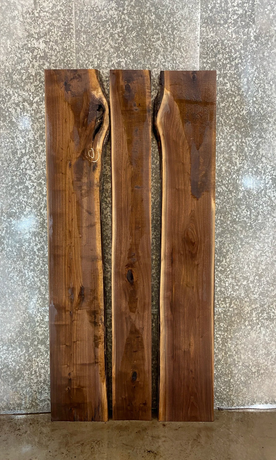 3- Live Edge Black Walnut Dining/Kitchen Table Top Set 39401-39403