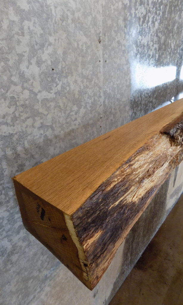 Rustic Thick Cut White Oak Partial Live Edge Mantel Wood Slab 39434