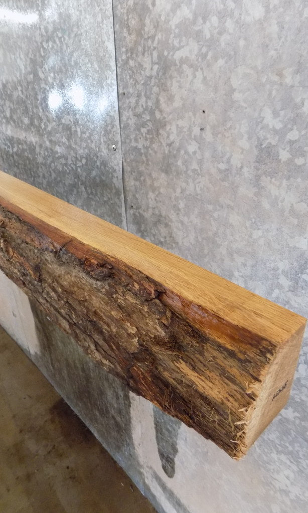 Rustic Thick Cut White Oak Partial Live Edge Mantel Wood Slab 39434