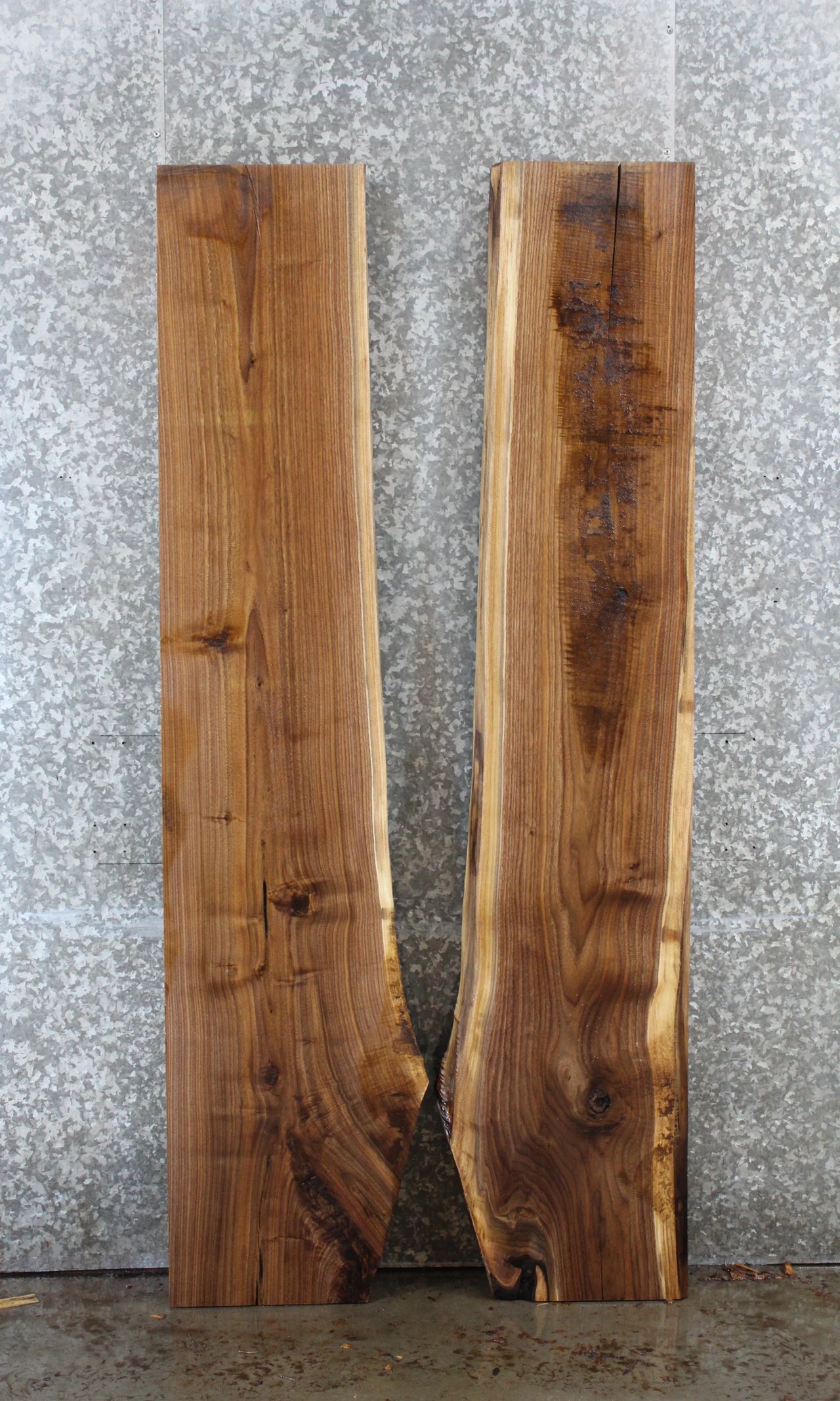 2- Walnut Live Edge Book Match Dining Table Top Slabs 39437-39438