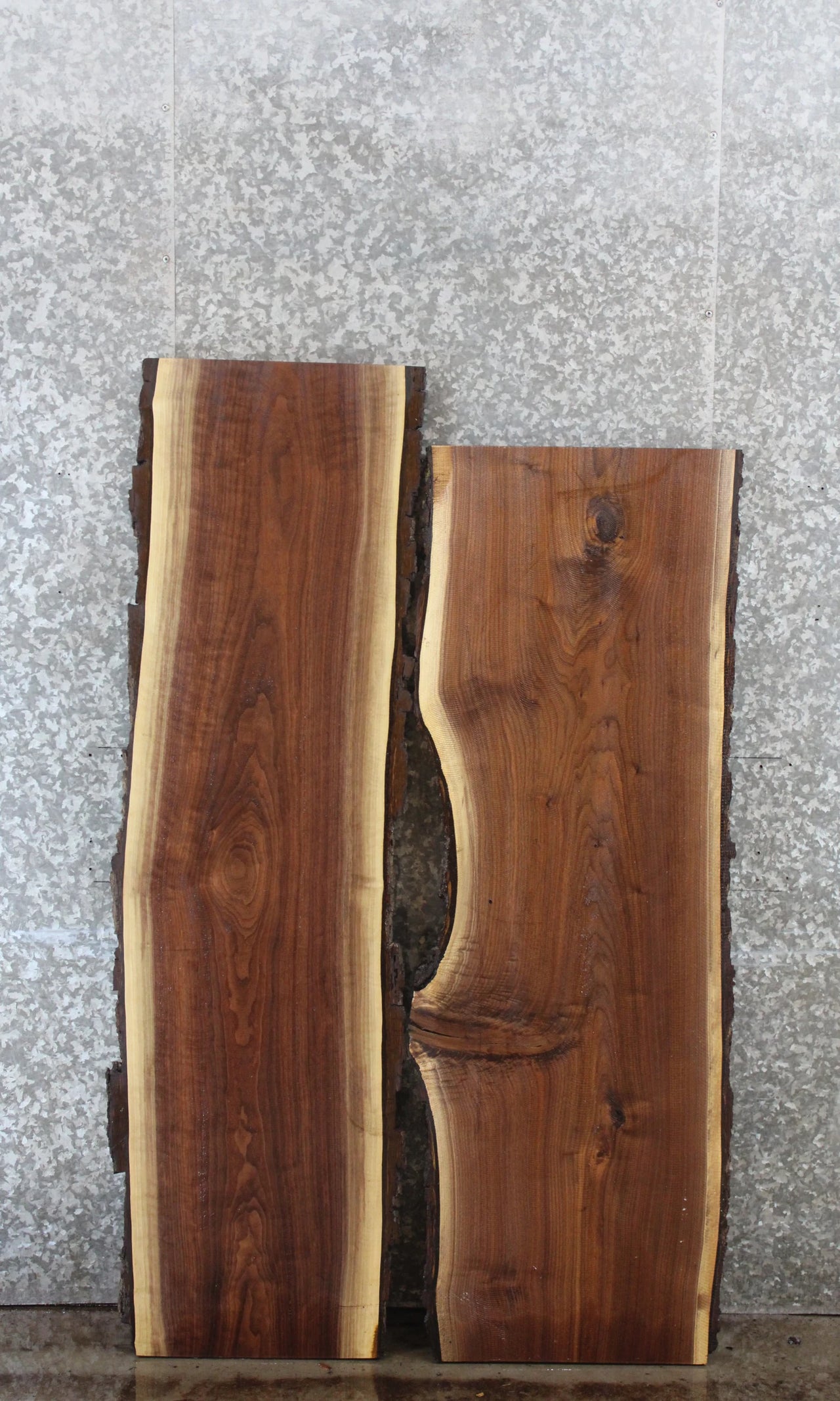 2- Rustic Live Edge Black Walnut Bar Top Slabs 39441-39442