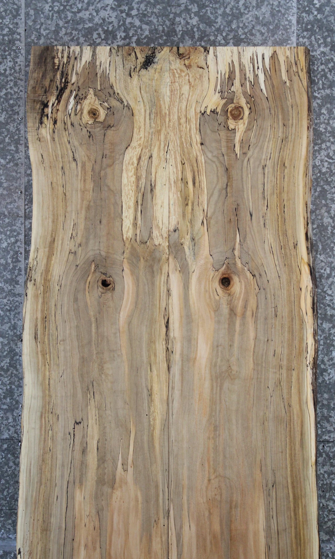 2- Rustic Spalted Maple Live Edge Wood Slab Table Top Set 39444-39445