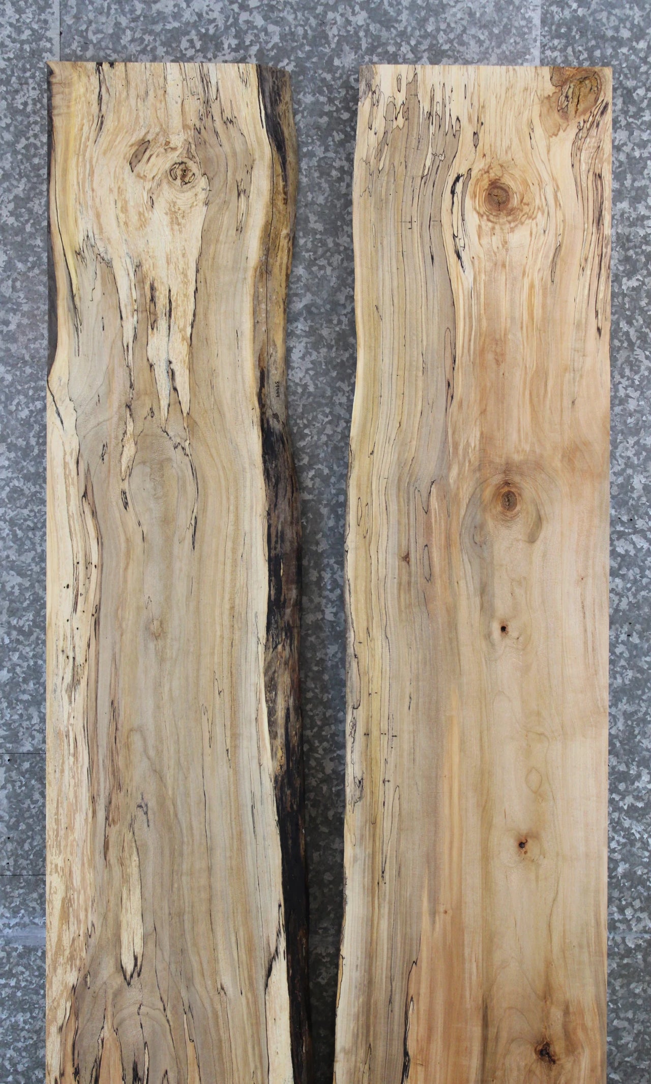 2- Rustic Spalted Maple Live Edge Wood Slab Table Top Set 39444-39445