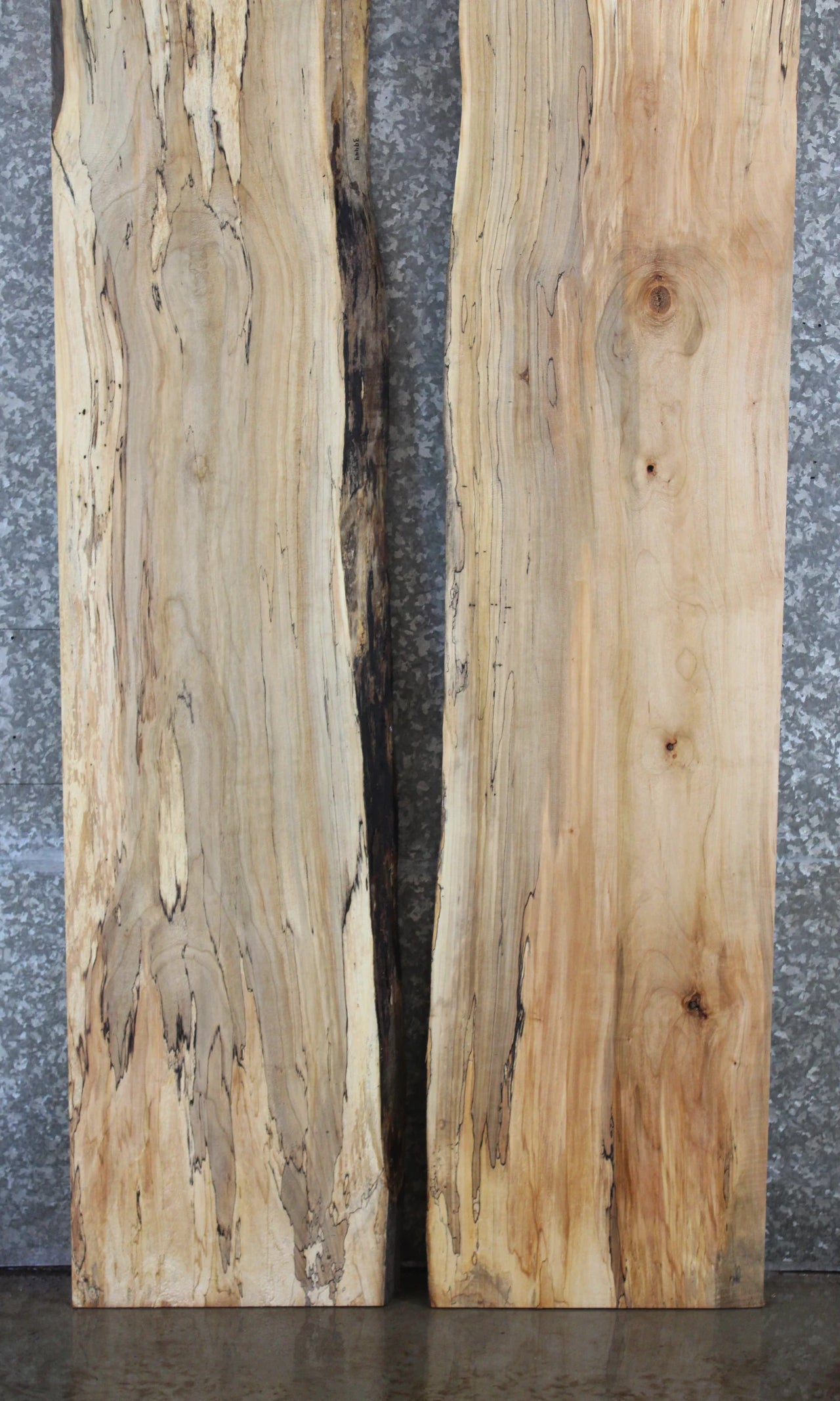 2- Rustic Spalted Maple Live Edge Wood Slab Table Top Set 39444-39445