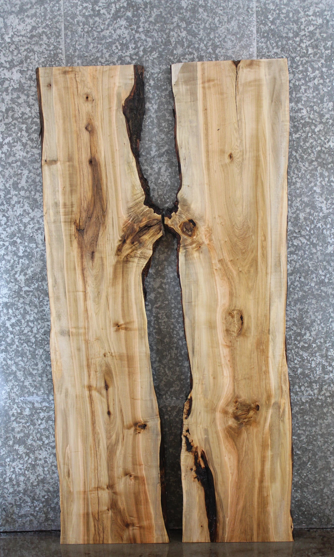 2- Bookmatched Live Edge Maple River Table Top 39449-39450