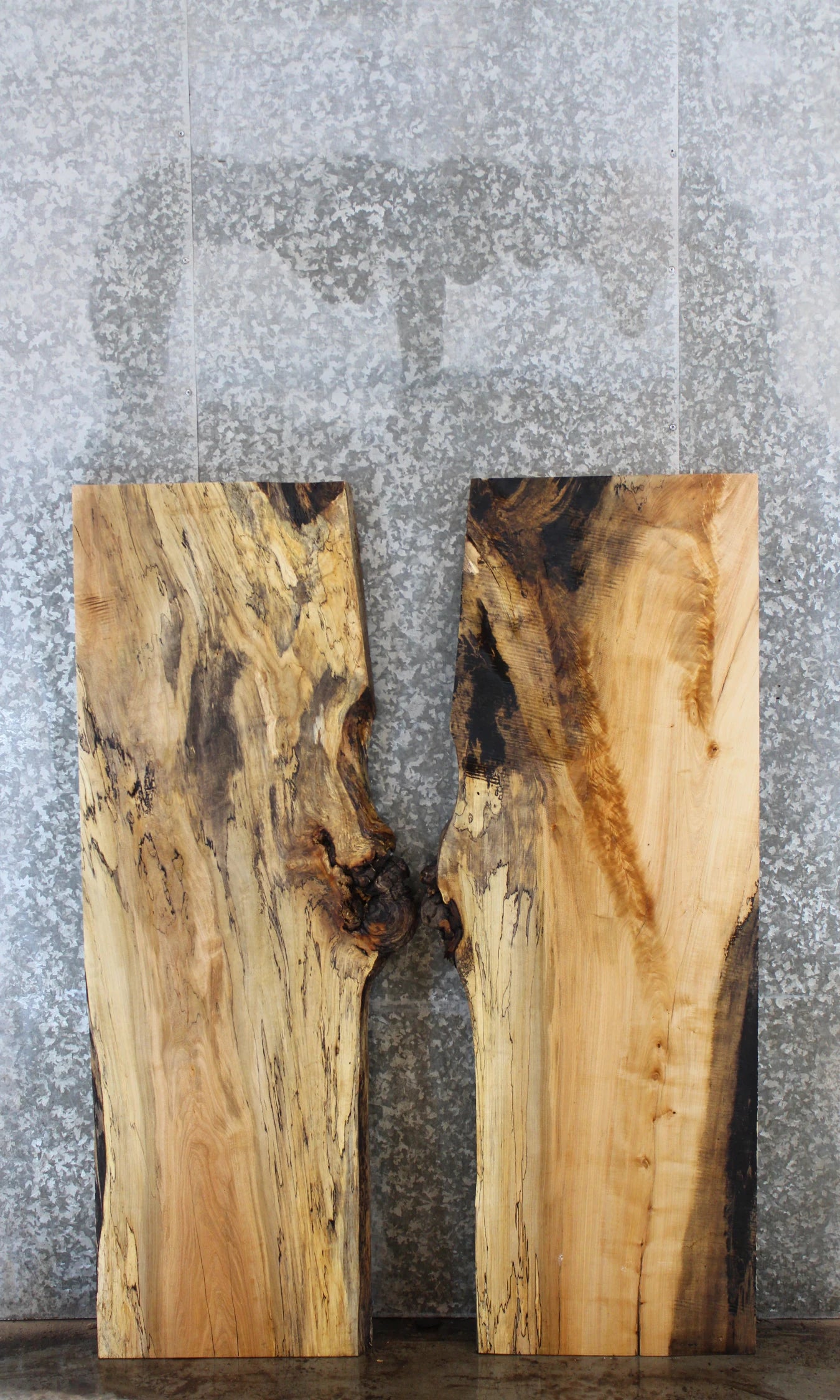2- Bookmatched Live Edge Maple Kitchen Table Top Slabs 39451-39452