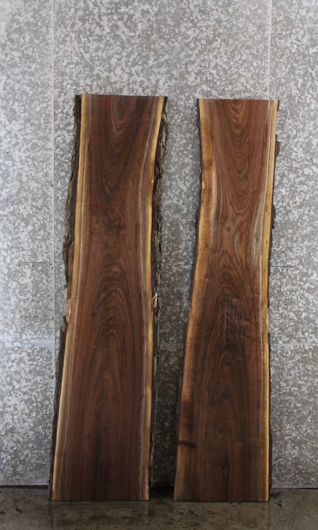 2- Black Walnut Live Edge Bench/Shelf Slabs 39454-39455