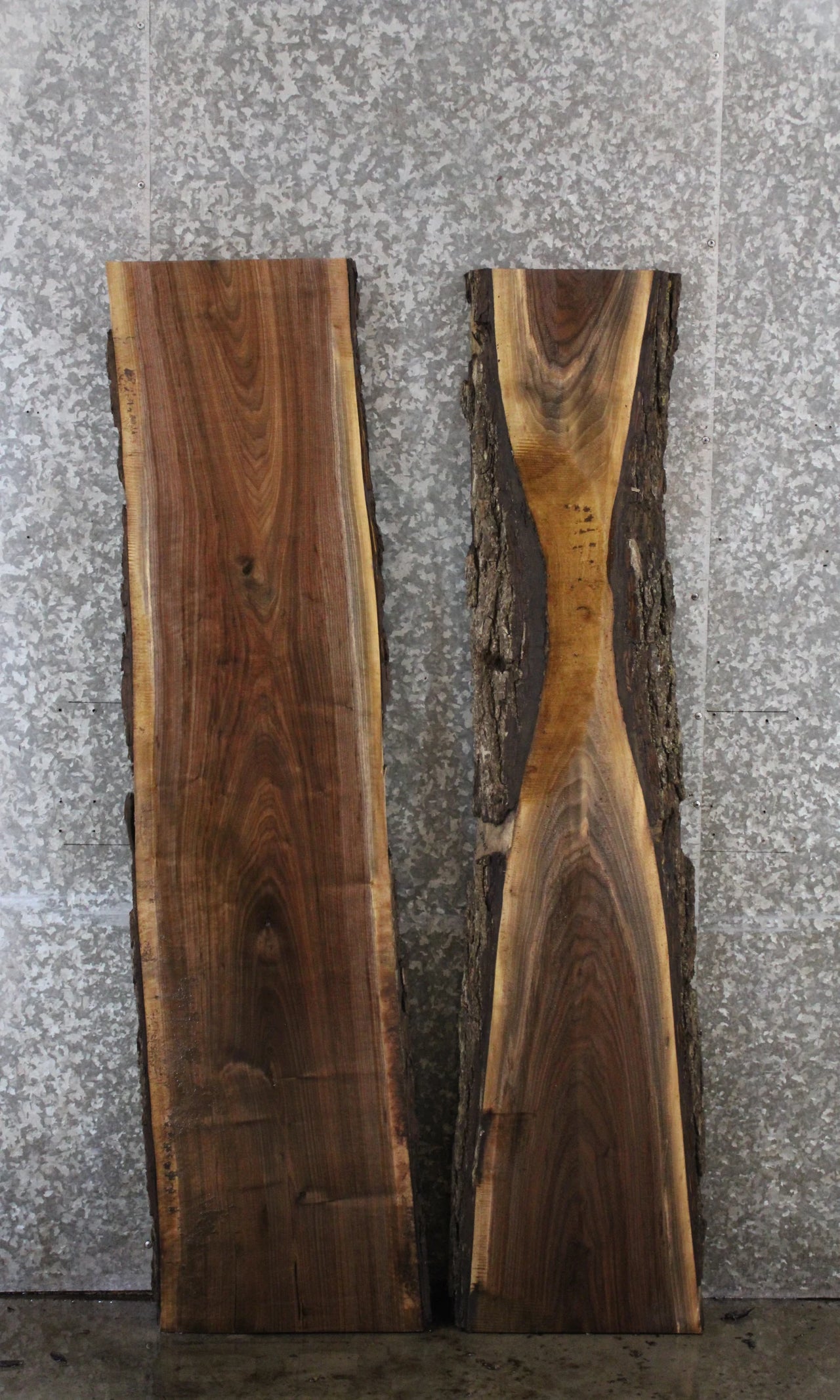 2- Black Walnut Live Edge Bench/Shelf Slabs 39454-39455
