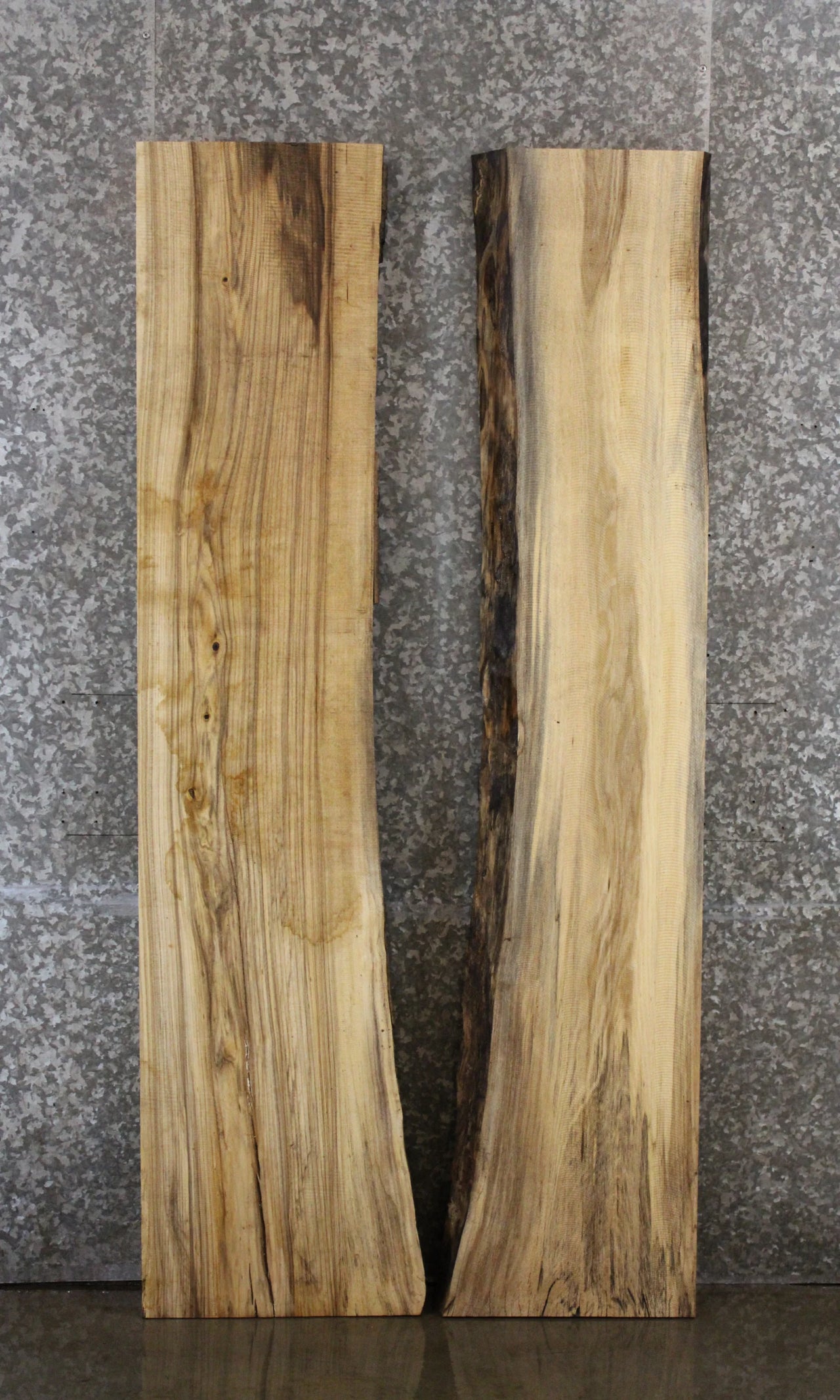 2- Hackberry Live Edge Wood Dining Table Top Slab Set 39457-39458