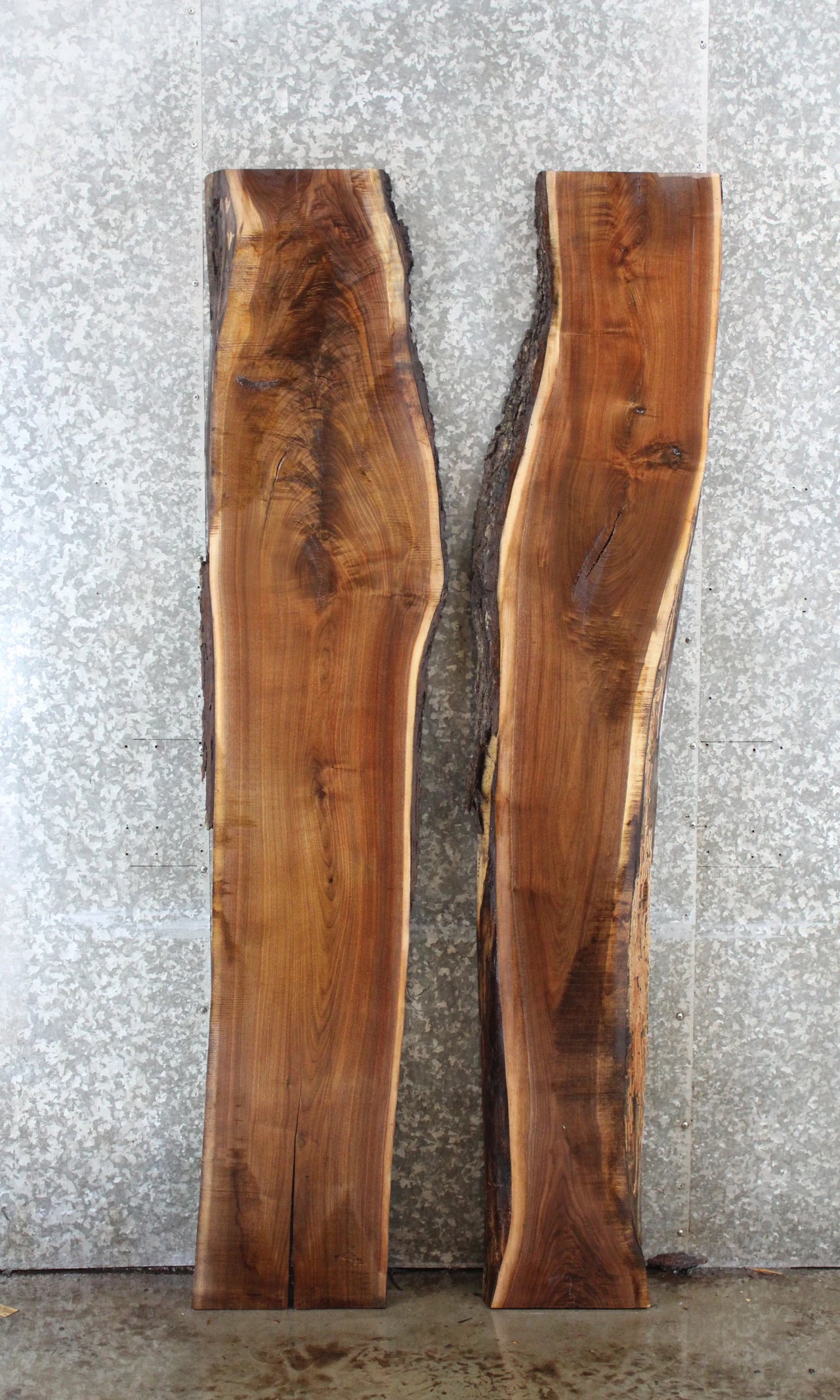 2- Walnut Live Edge River Dining Table Slabs 39462-39463