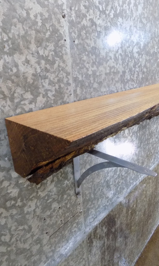 Thick Cut Hardwood Red Oak Rustic Partial Live Edge Mantel Sla 40021