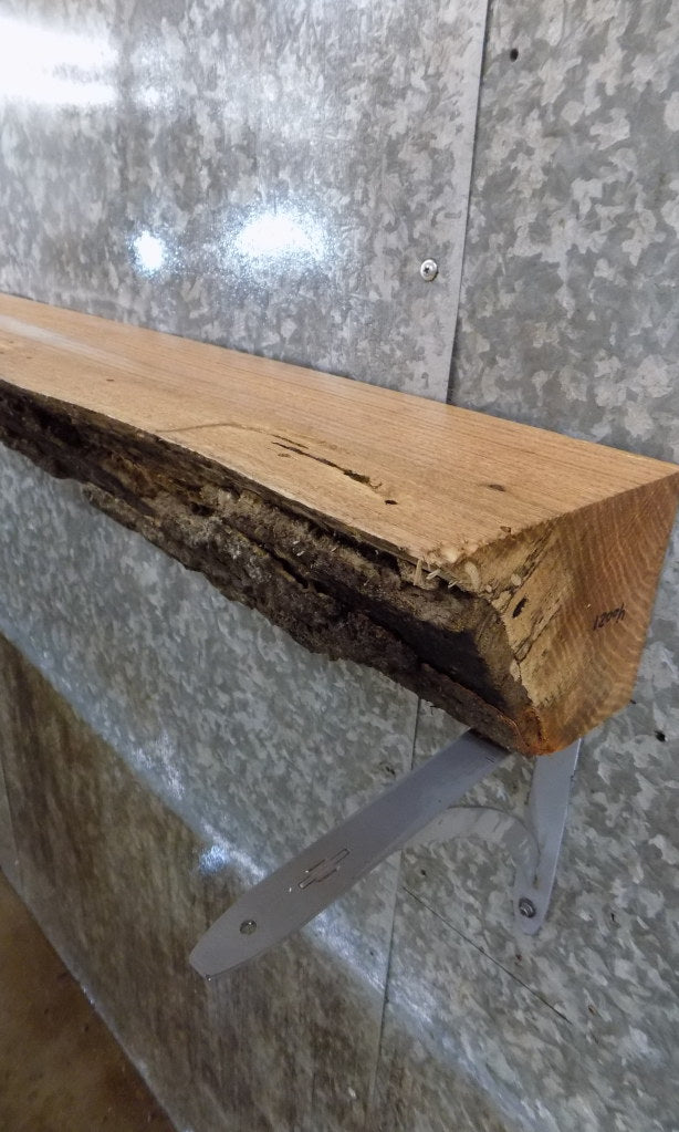 Thick Cut Hardwood Red Oak Rustic Partial Live Edge Mantel Sla 40021