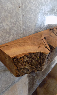 Thumbnail for Partial Live Edge Rustic Thick Cut Ash Mantel Wood Slab 40024