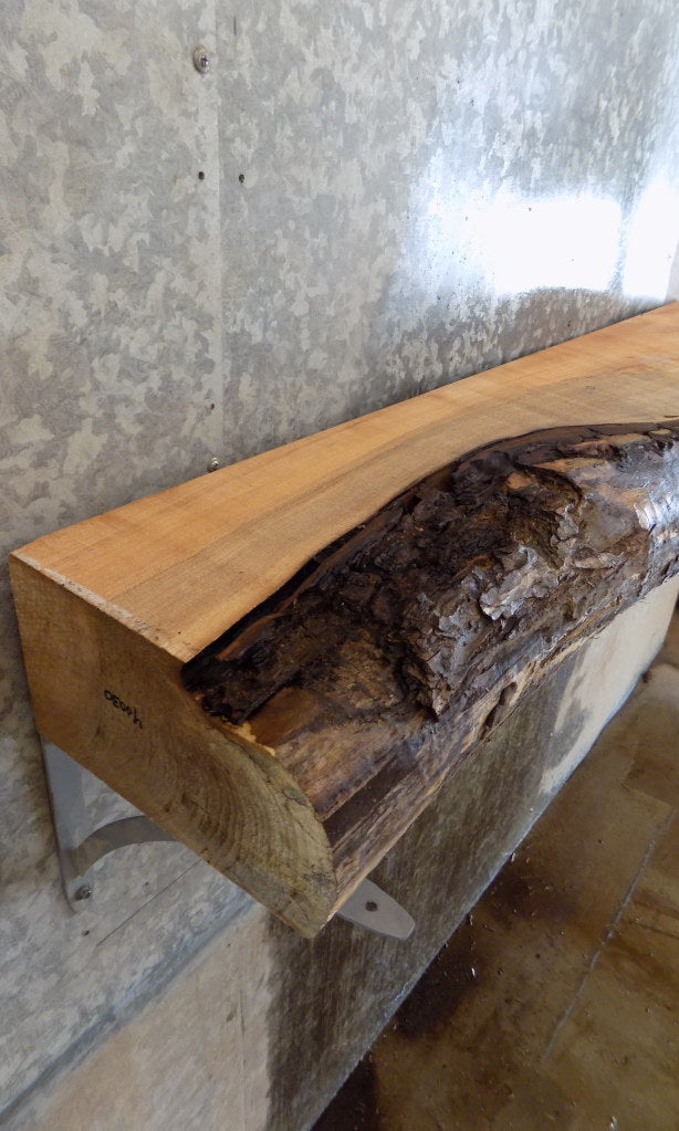 Partial Live Edge Hardwood Thick Cut Maple Mantel Wood Slab 40030