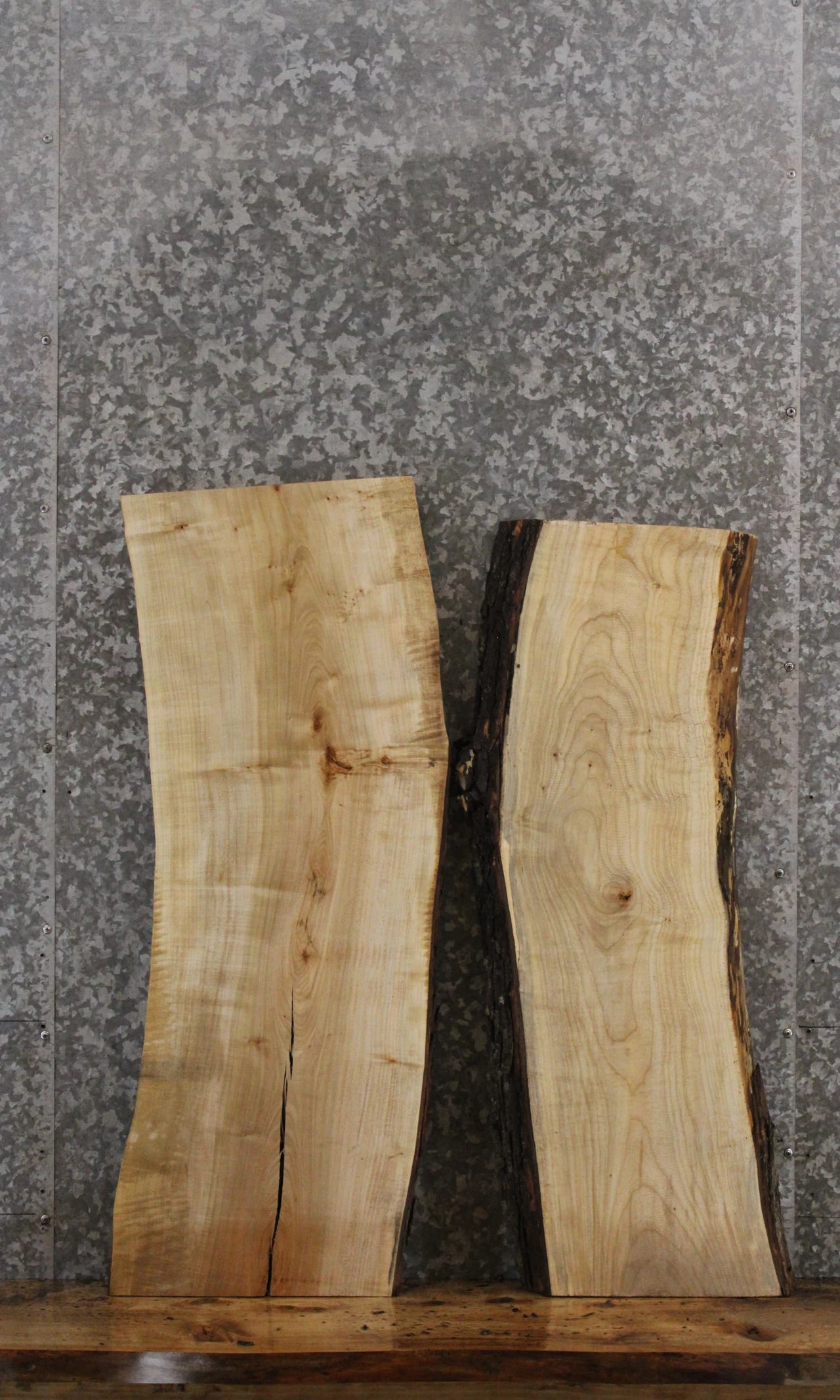 2- Maple Live Edge Wood Slabs, Floating Shelves, Bench Top Slabs 40050-40051