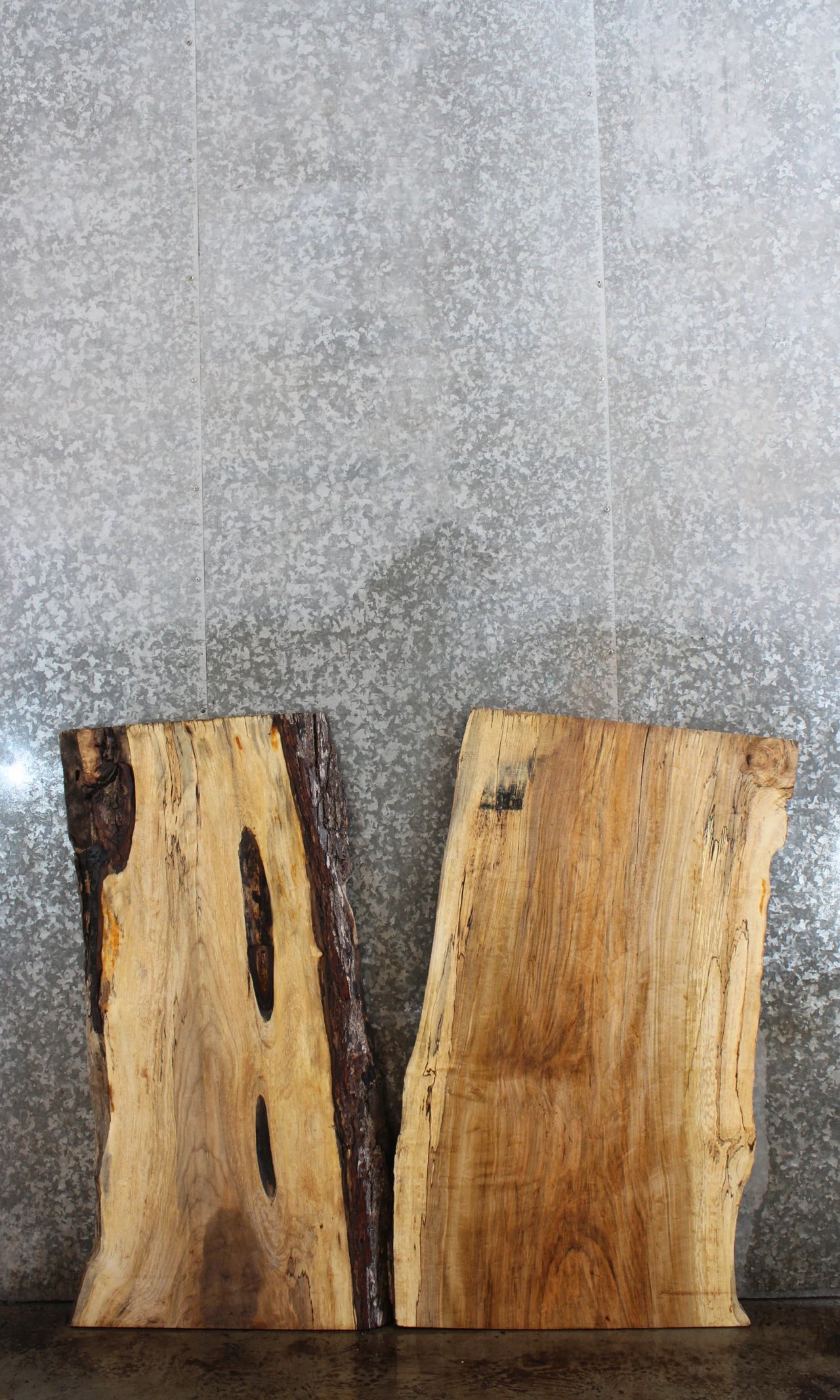 2- Live Edge Spalted Maple Coffee Table Top Wood Slabs 40059-40060