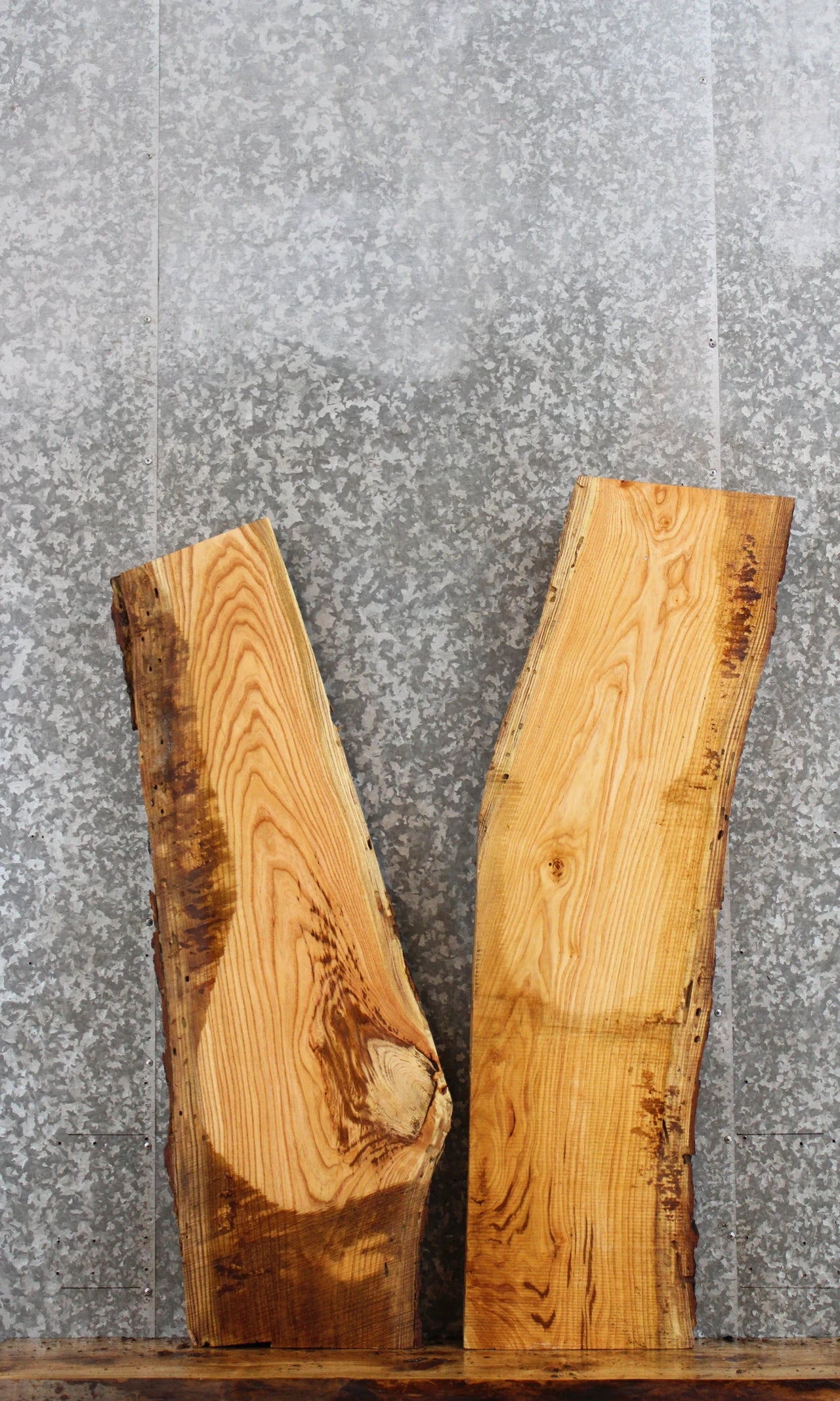 2- Live Edge Locust Side Tables/Wall Shelves 40071-40072