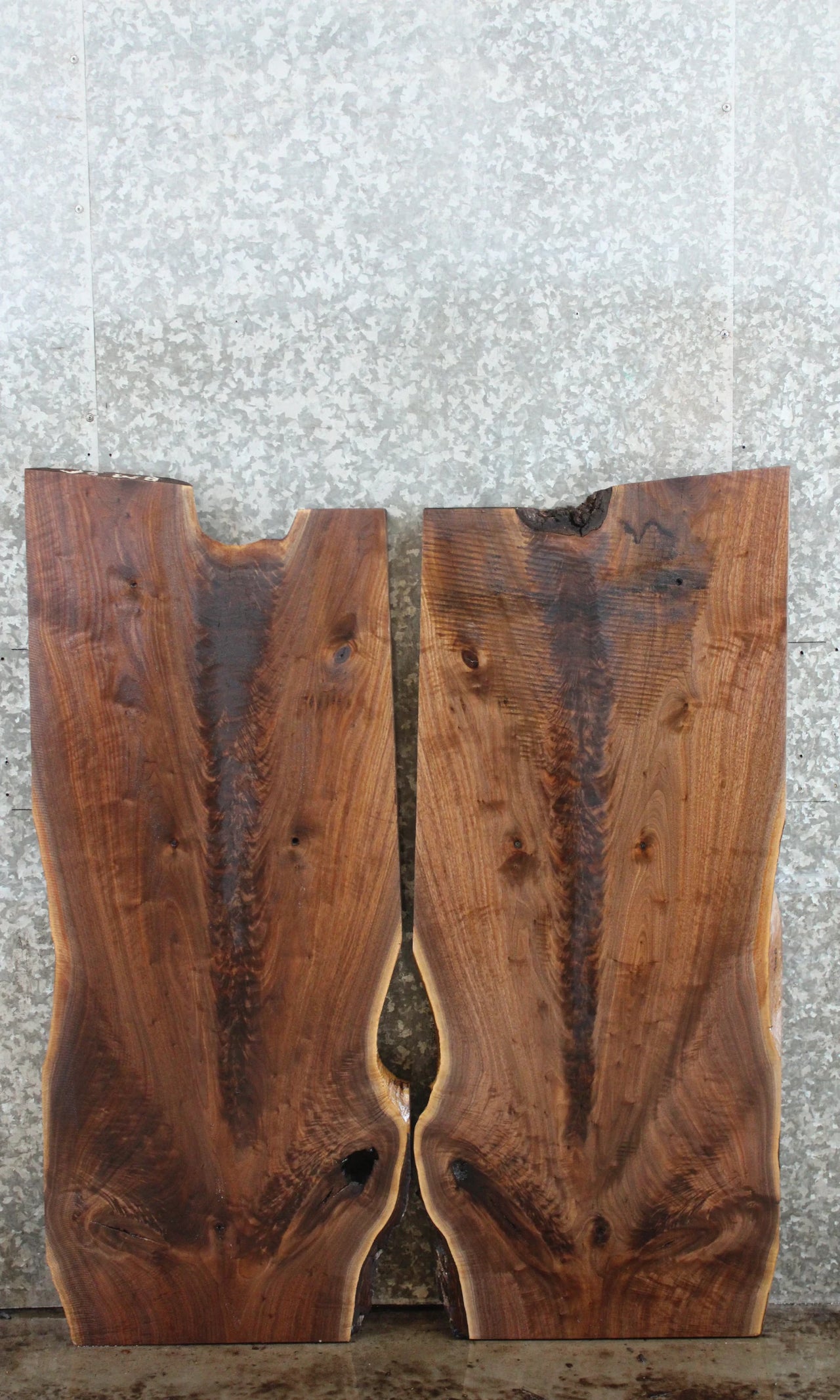 2- Live Edge HIGHLY FIGURED Black Walnut Table Top Slabs WOW 40074-40075