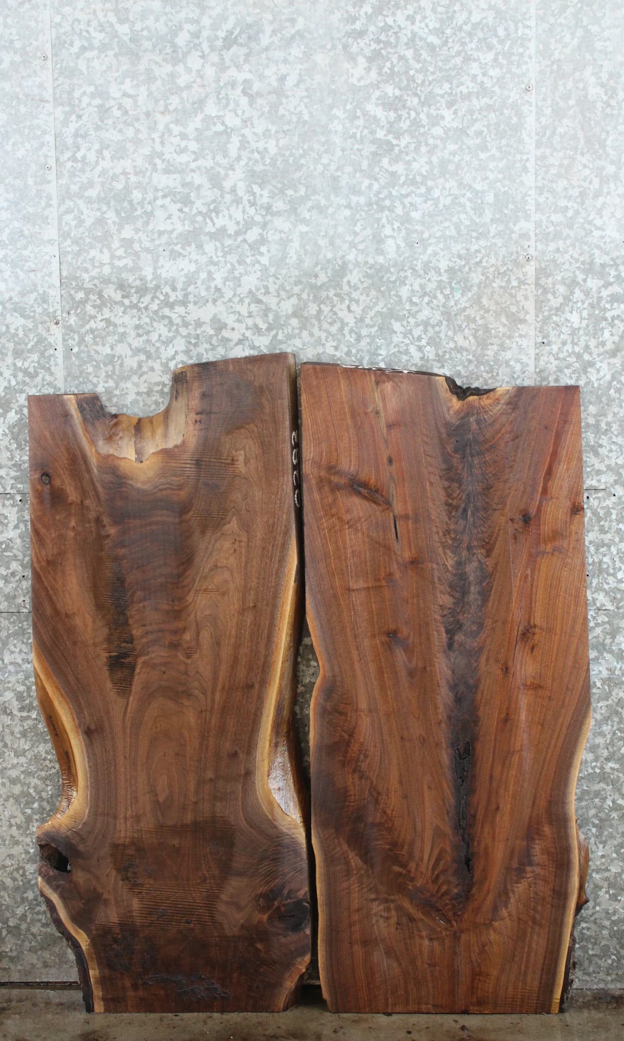 2- Live Edge HIGHLY FIGURED Black Walnut Table Top Slabs WOW 40074-40075