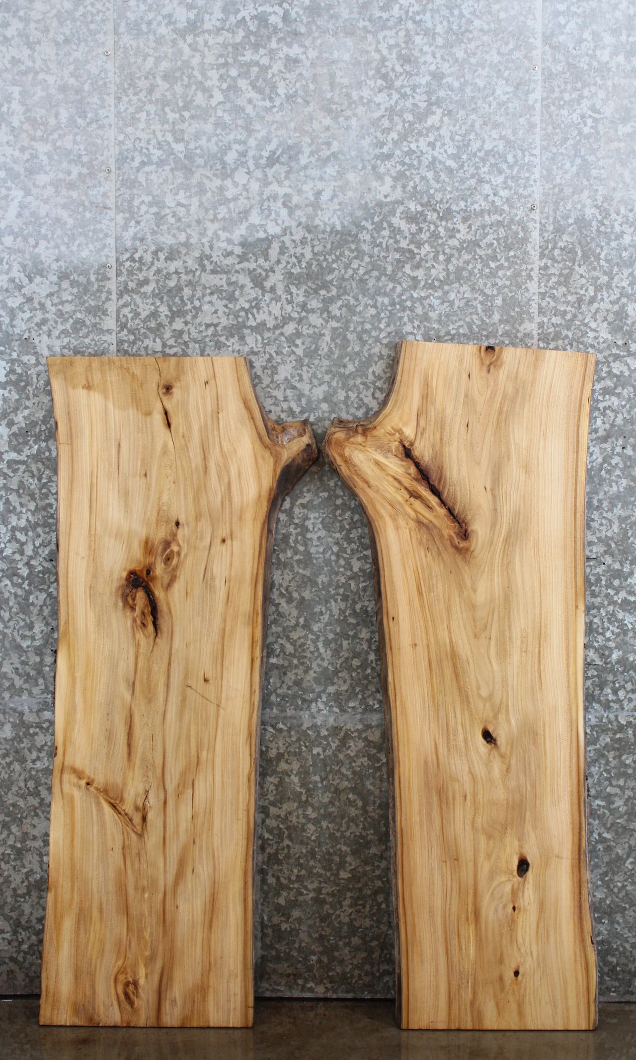 2- Live Edge Elm Hardwood Table Top Slab, Epoxy River Project 40093-40094