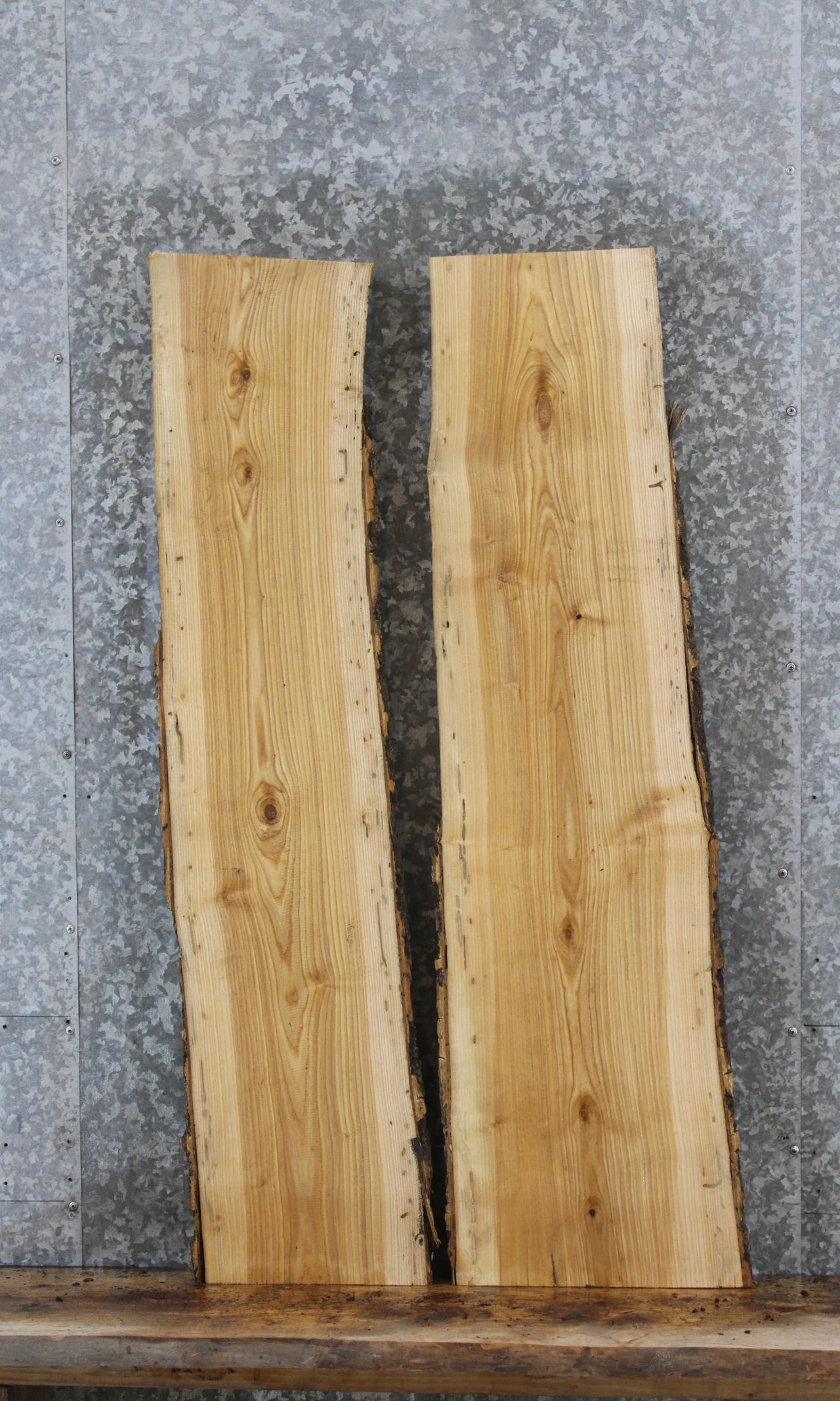 2- Salvaged Live Edge Ash Console Table Top 40106-40107
