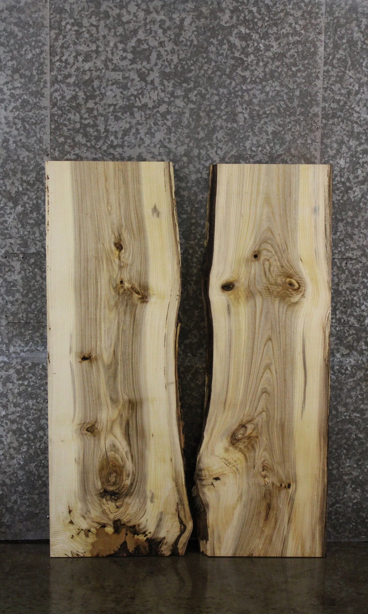 2- Rustic Hackberry Live Edge Slab Wood Table Top, Kitchen 40113,40118