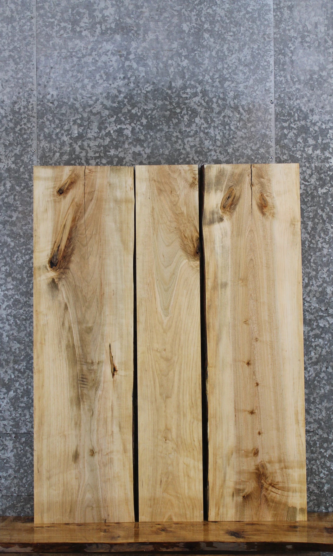 3- Bookmatched Natural Edge Maple Dining Table Top 40143-40145