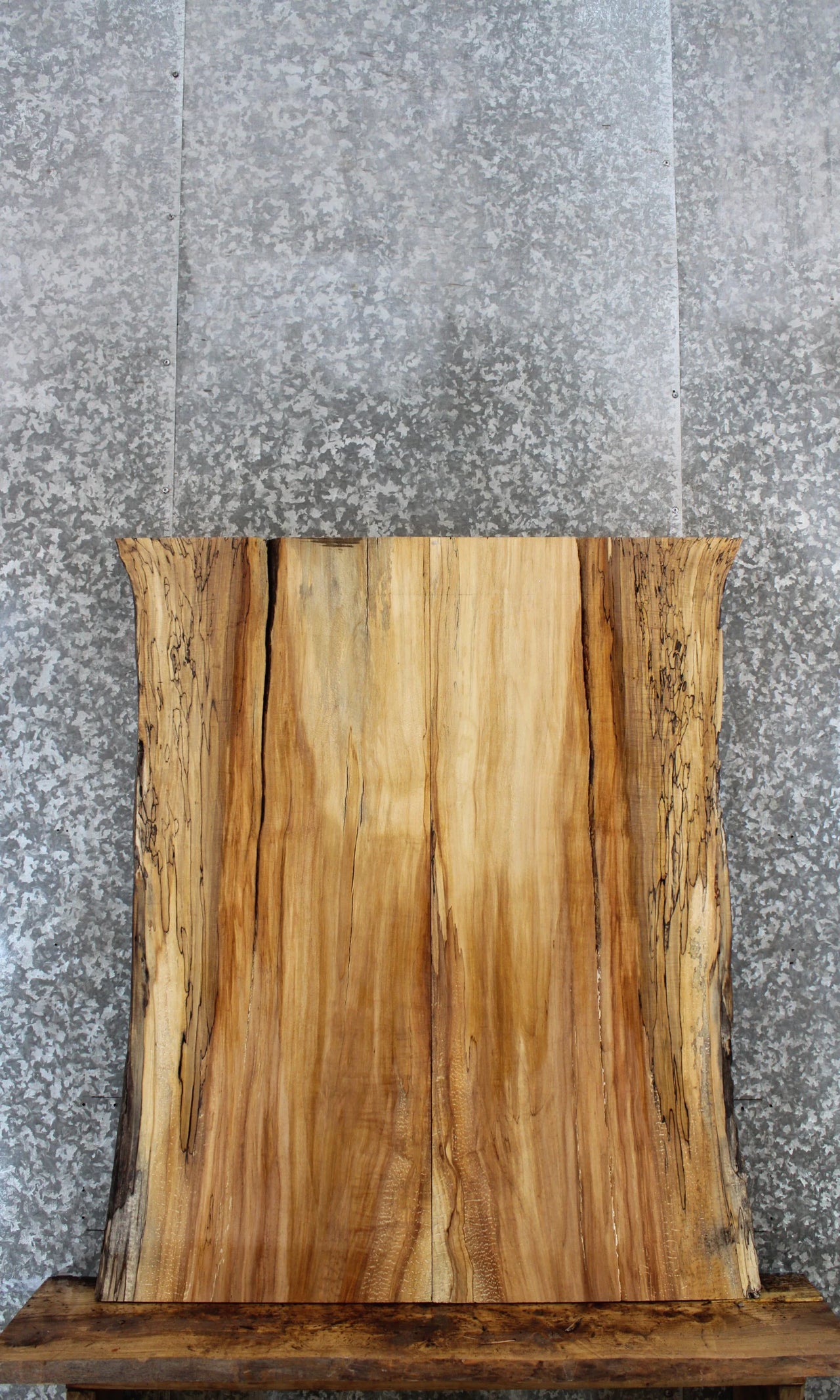 2- Bookmatched Natural Edge Maple Kitchen Table Top Slab Set 40176-40177