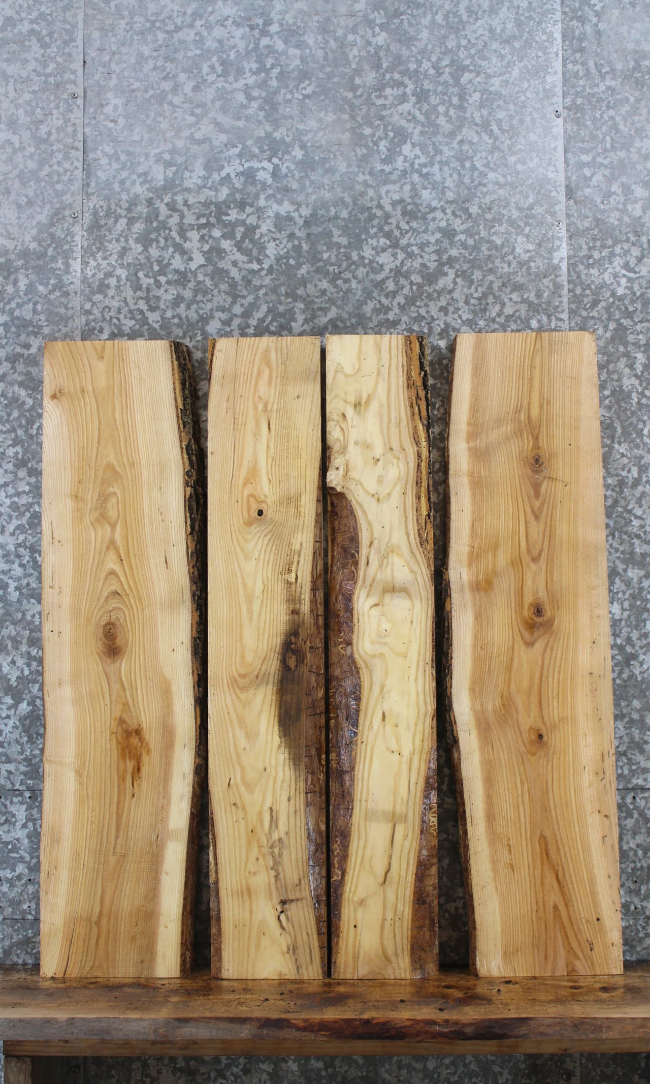 4- Hardwood Live Edge Ash Kitchen Table Top Slabs 40245-40248
