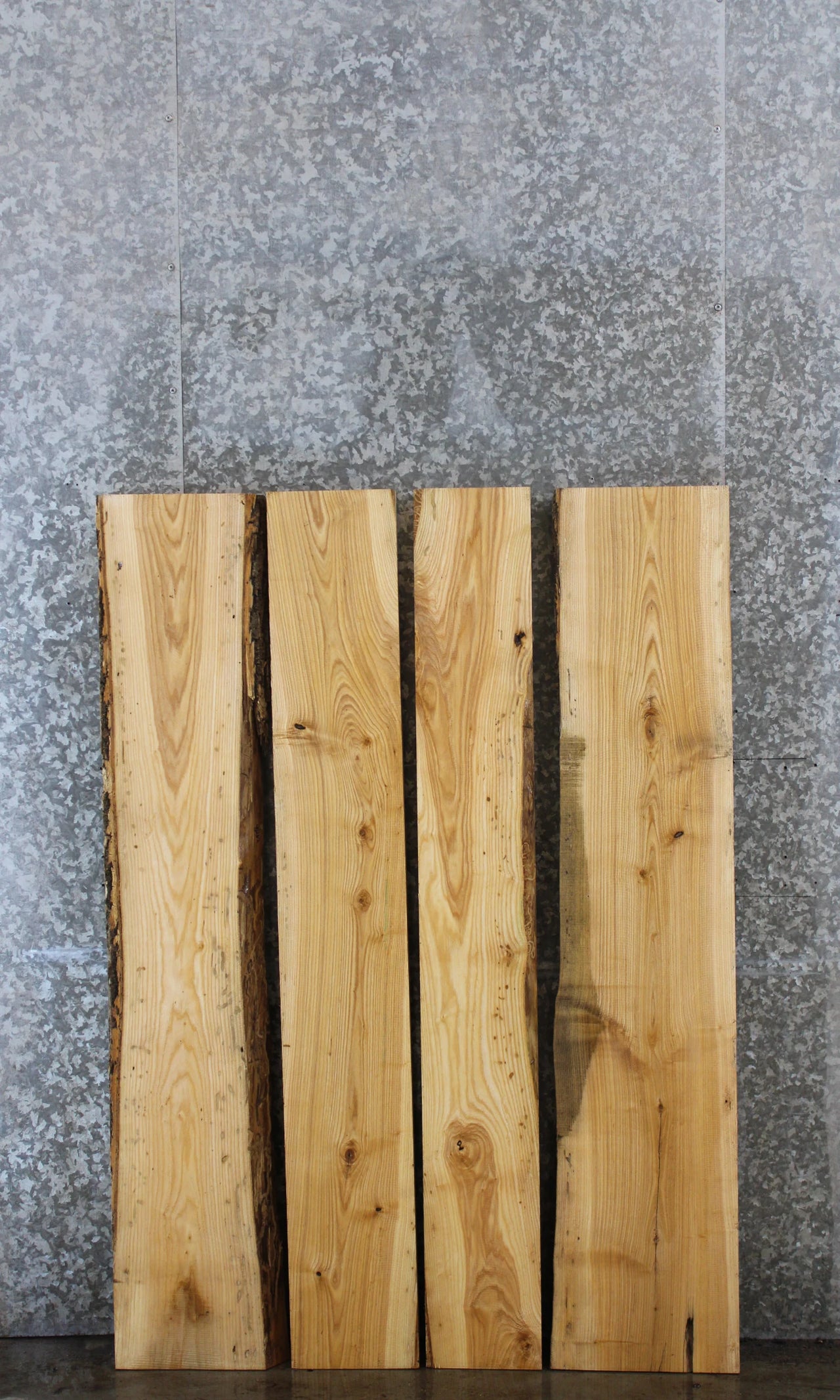 4- Bookmatched Live Edge Ash Kitchen Table Top Slab Set 40262-40265