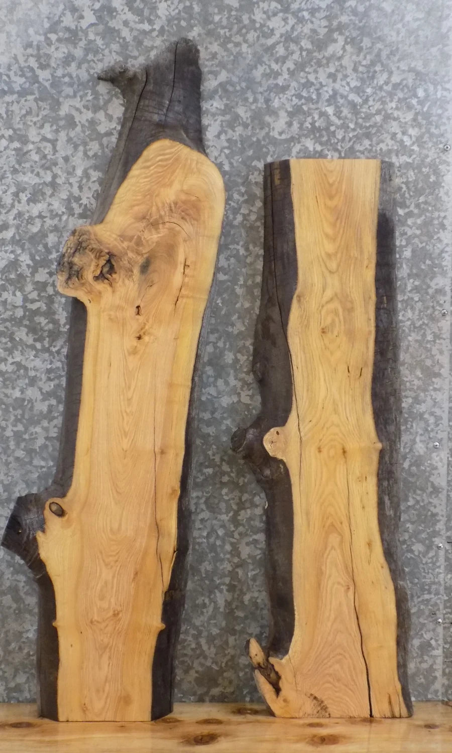 2- Rustic Live Edge Ash Wall Shelf/Mantel Wood Slabs 4032-4033