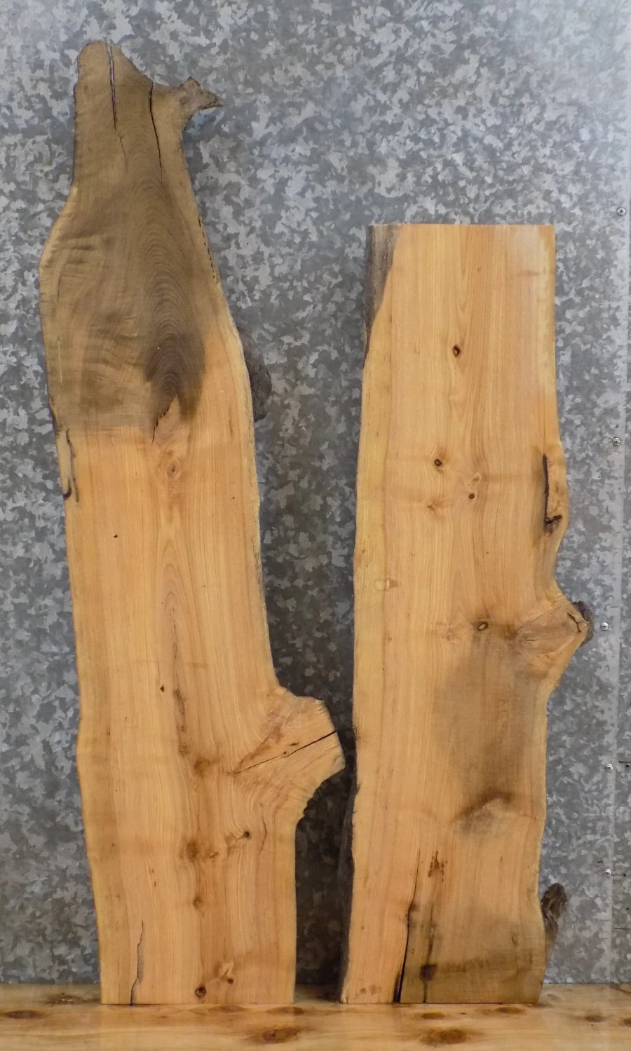 2- Rustic Live Edge Ash Wall Shelf/Mantel Wood Slabs 4032-4033