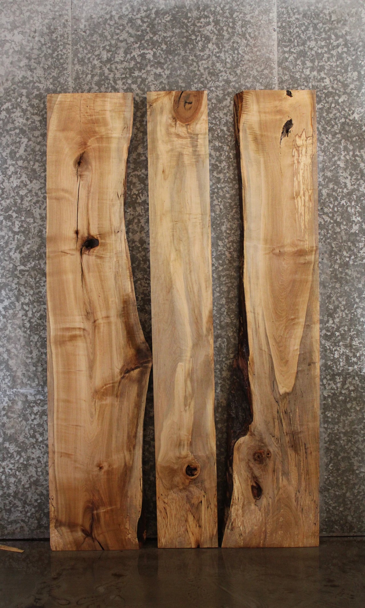 3- Bookmatched Spalted Maple Dining Table Top Slabs 40612-40614