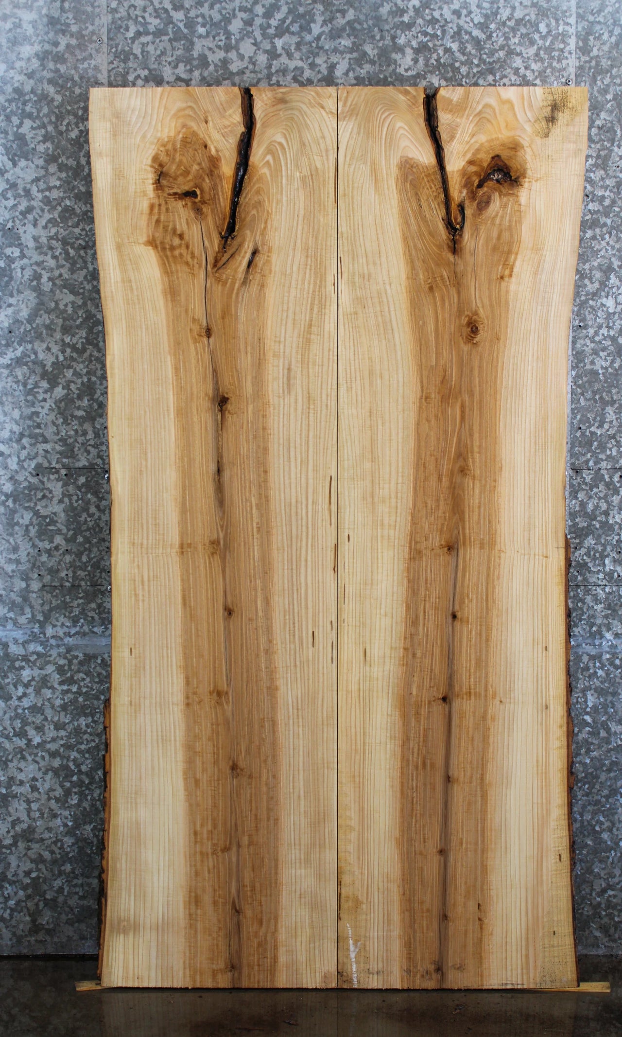 2- Ash Live Edge Bookmatched Dining Table Top Slab Set 40616-40617