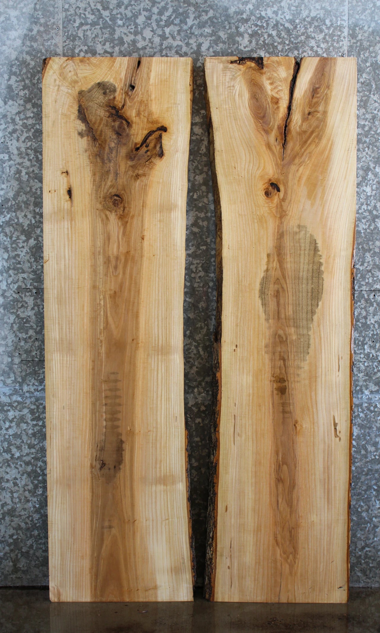 2- Ash Live Edge Bookmatched Dining Table Top Slab Set 40616-40617