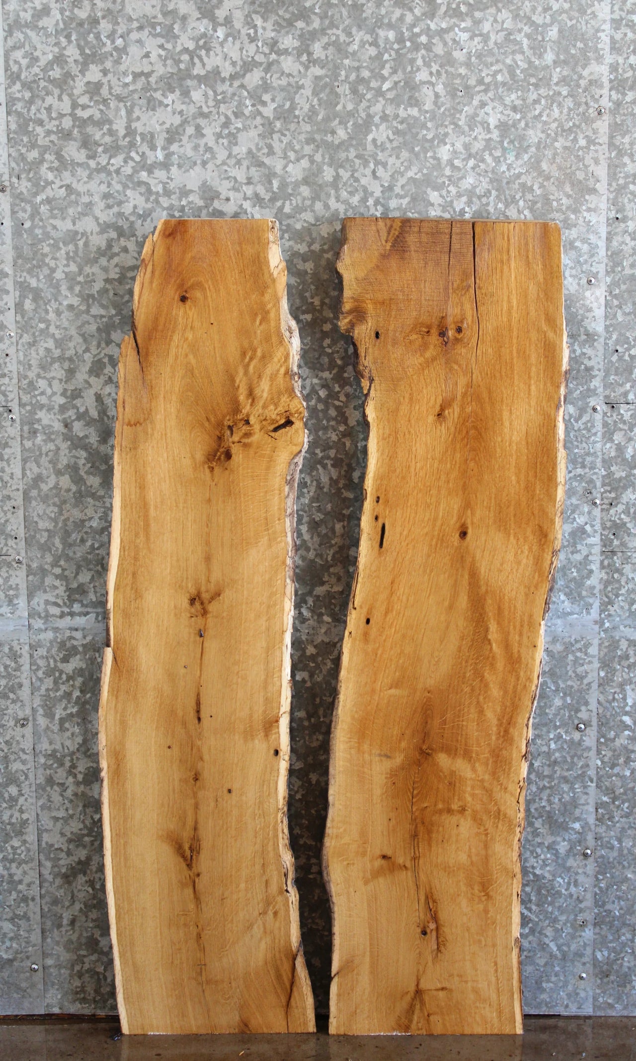 2- White Oak Natural Edge Side Table Tops/Wall Shelves 4066-4067