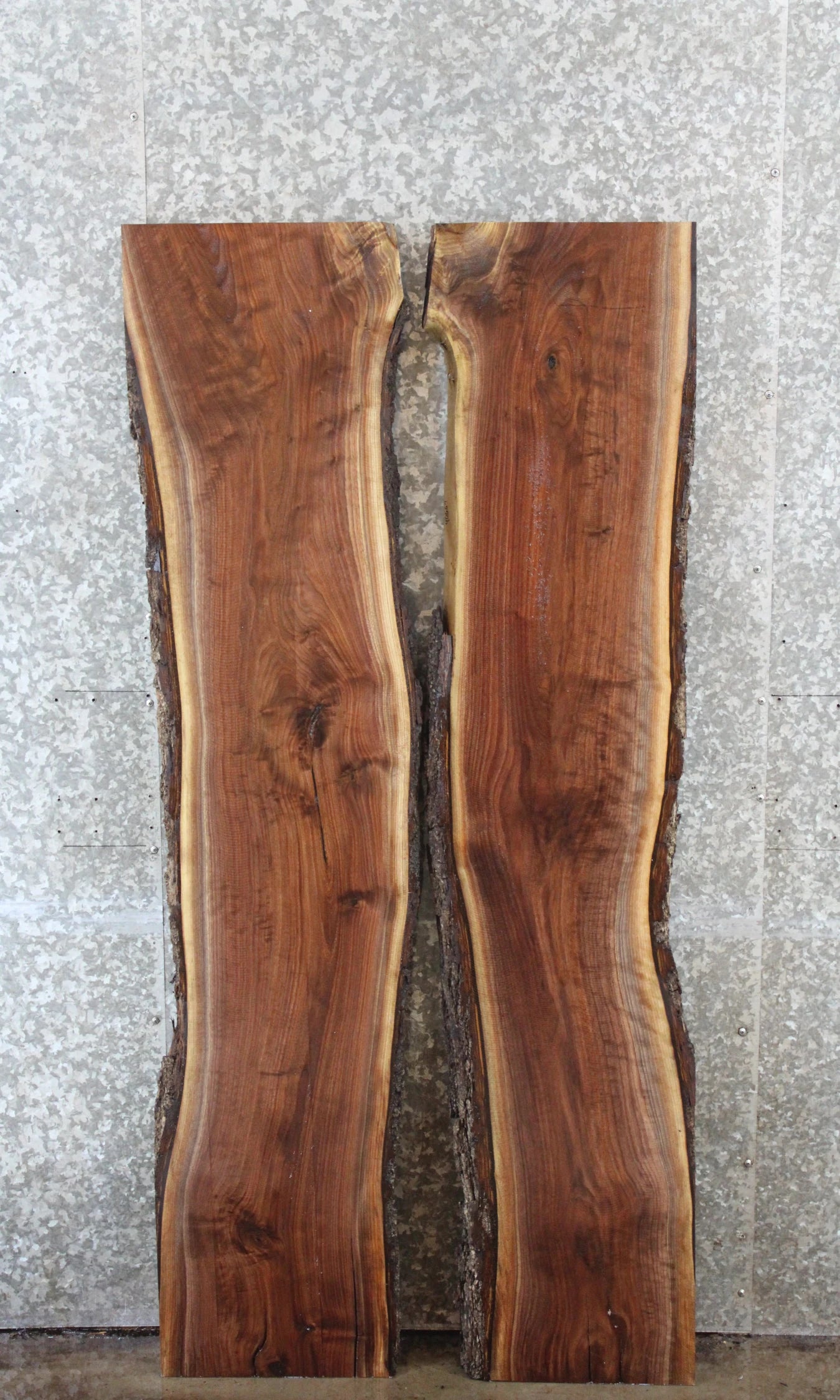 2- Natural Edge Black Walnut Slabs, River/Pond Table Top 40666-40667