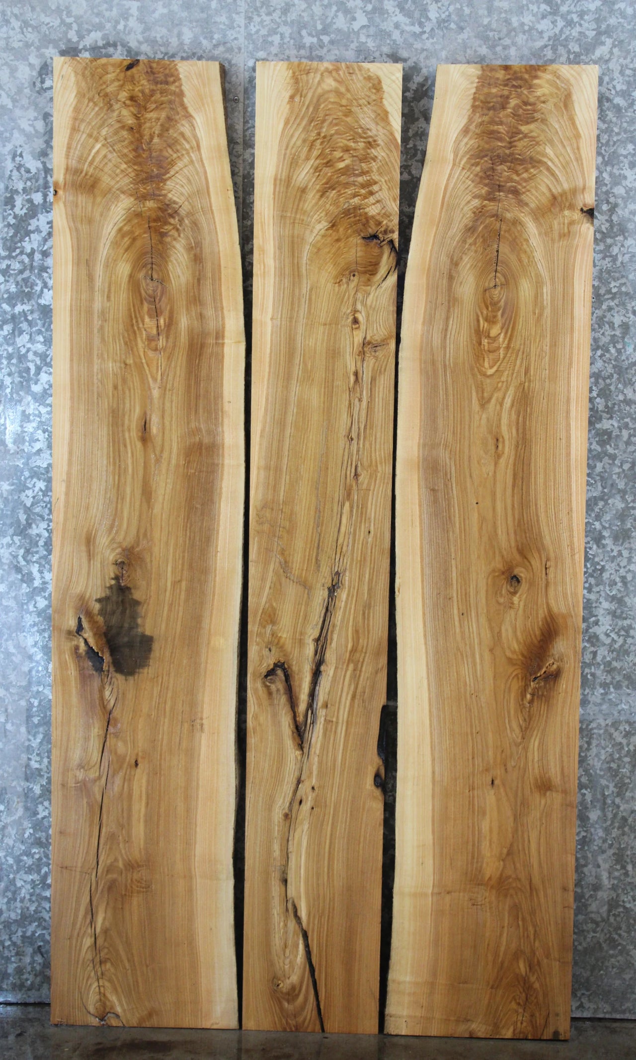 3- Live Edge Hardwood Ash Dining Table Top Slab Set 40697-40699