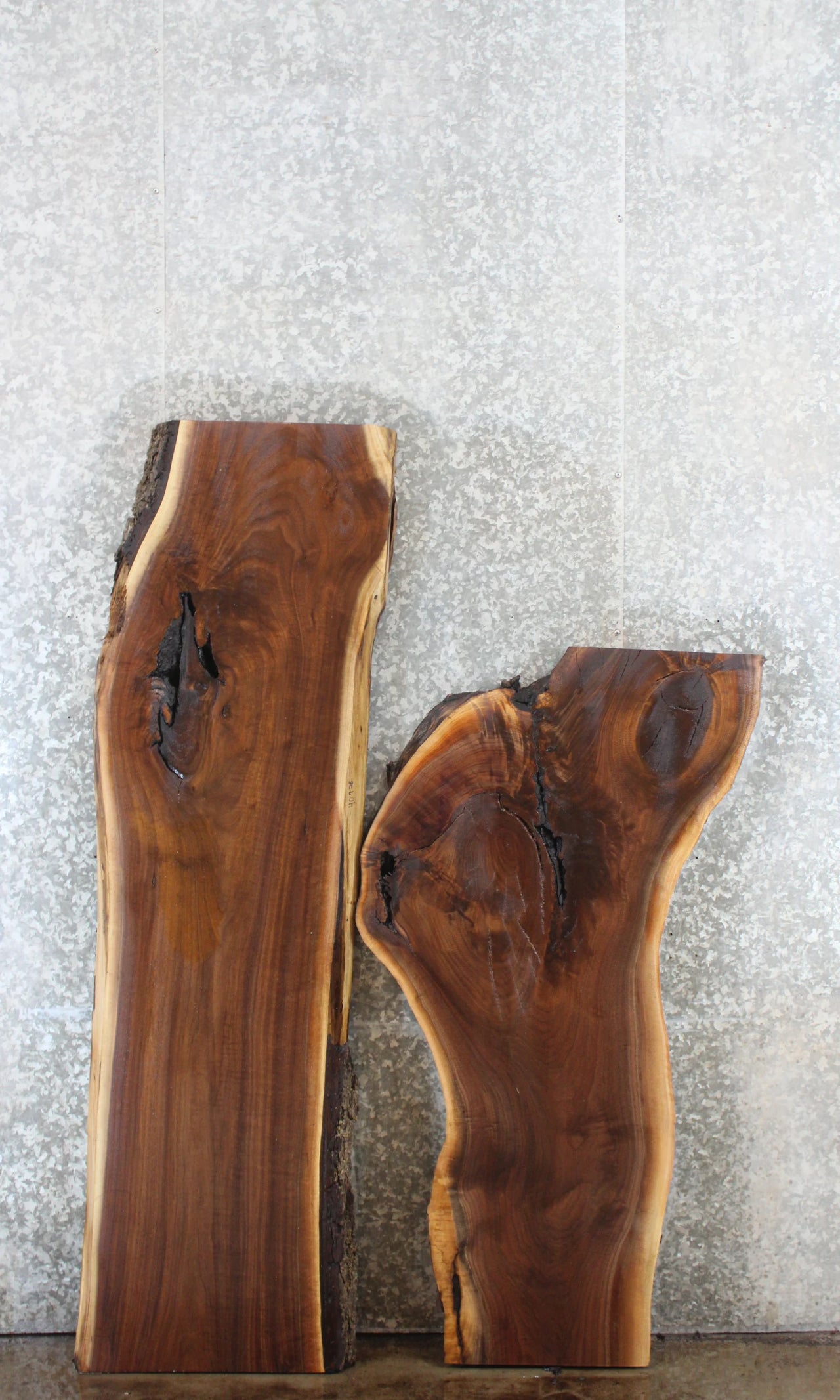 2- Figured Black Walnut Live Edge Slabs, Great for Epoxy Projects 40728-40729