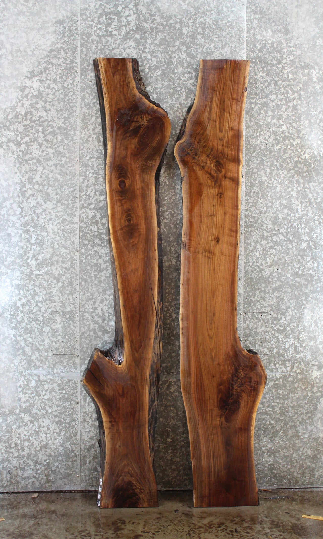 2- Walnut Live Edge Book Match River Dining Table Top Slabs 40731-40732