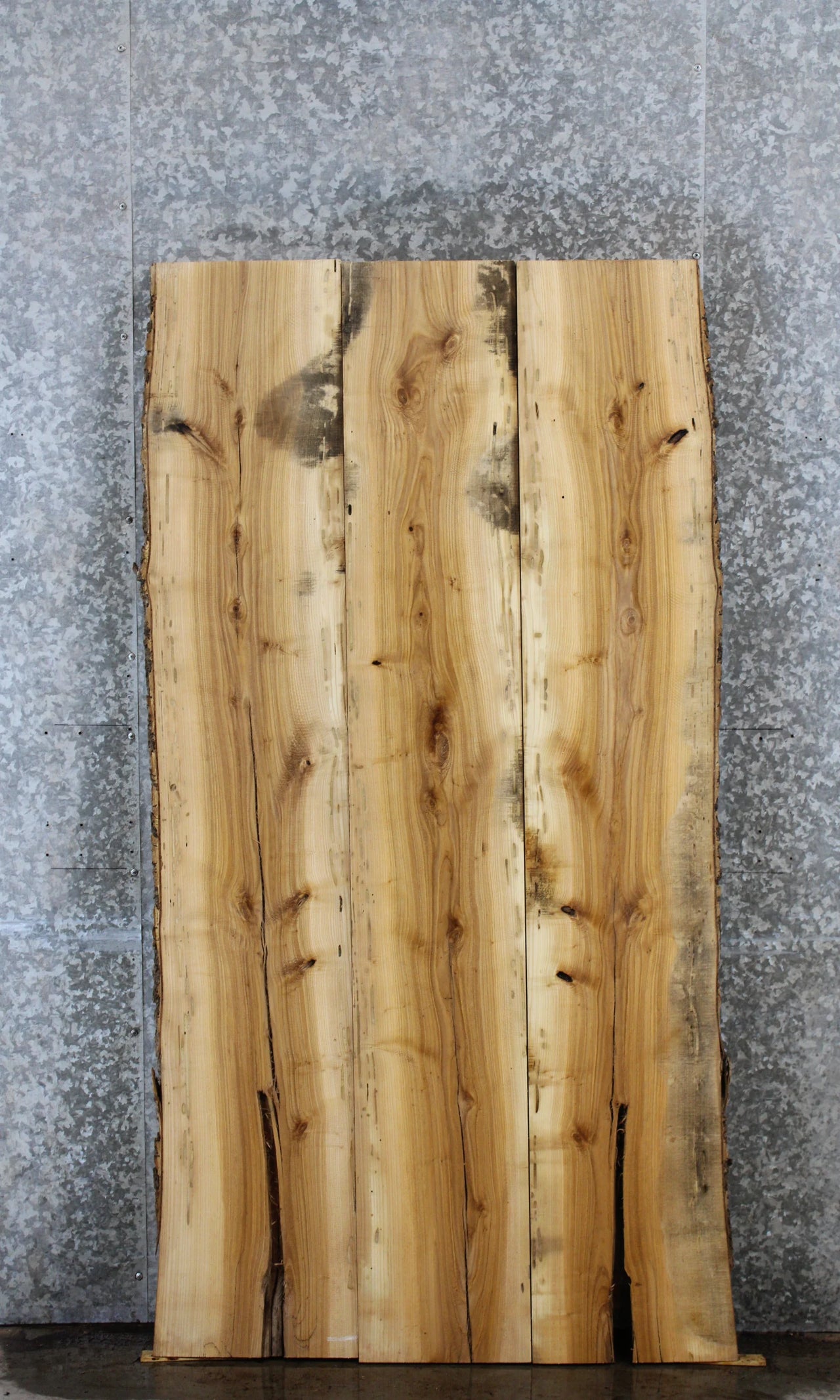 3- Bookmatched Live Edge Ash Dining Table Top, Wood Slab Set 40741-40743