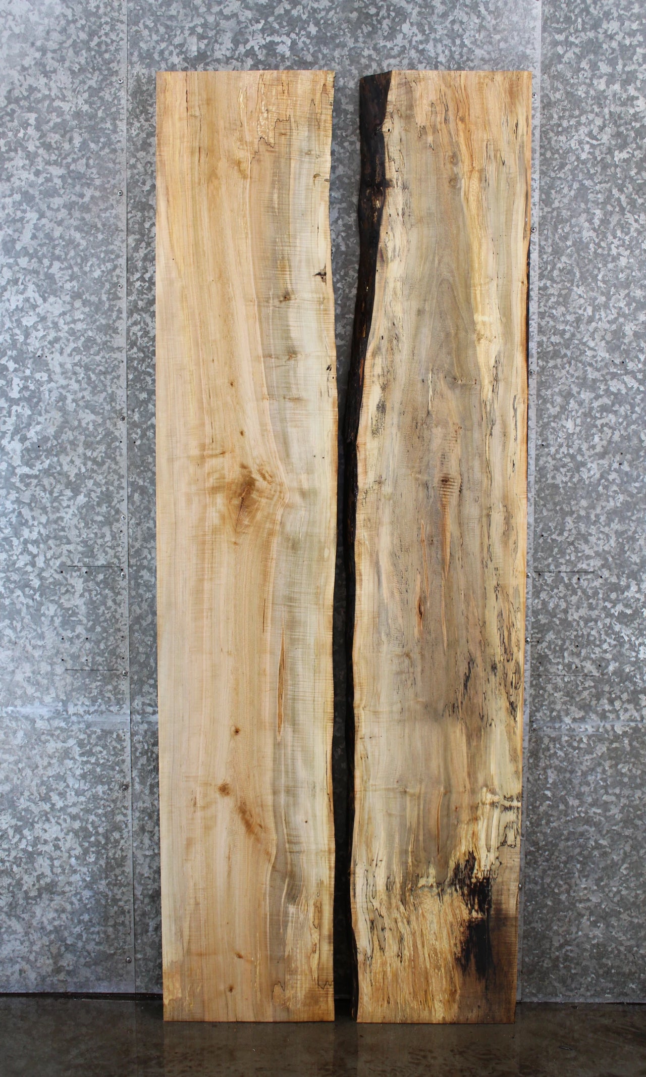 2- Bookmatched Live Edge Maple Dining Table Top Slab 40748-40749