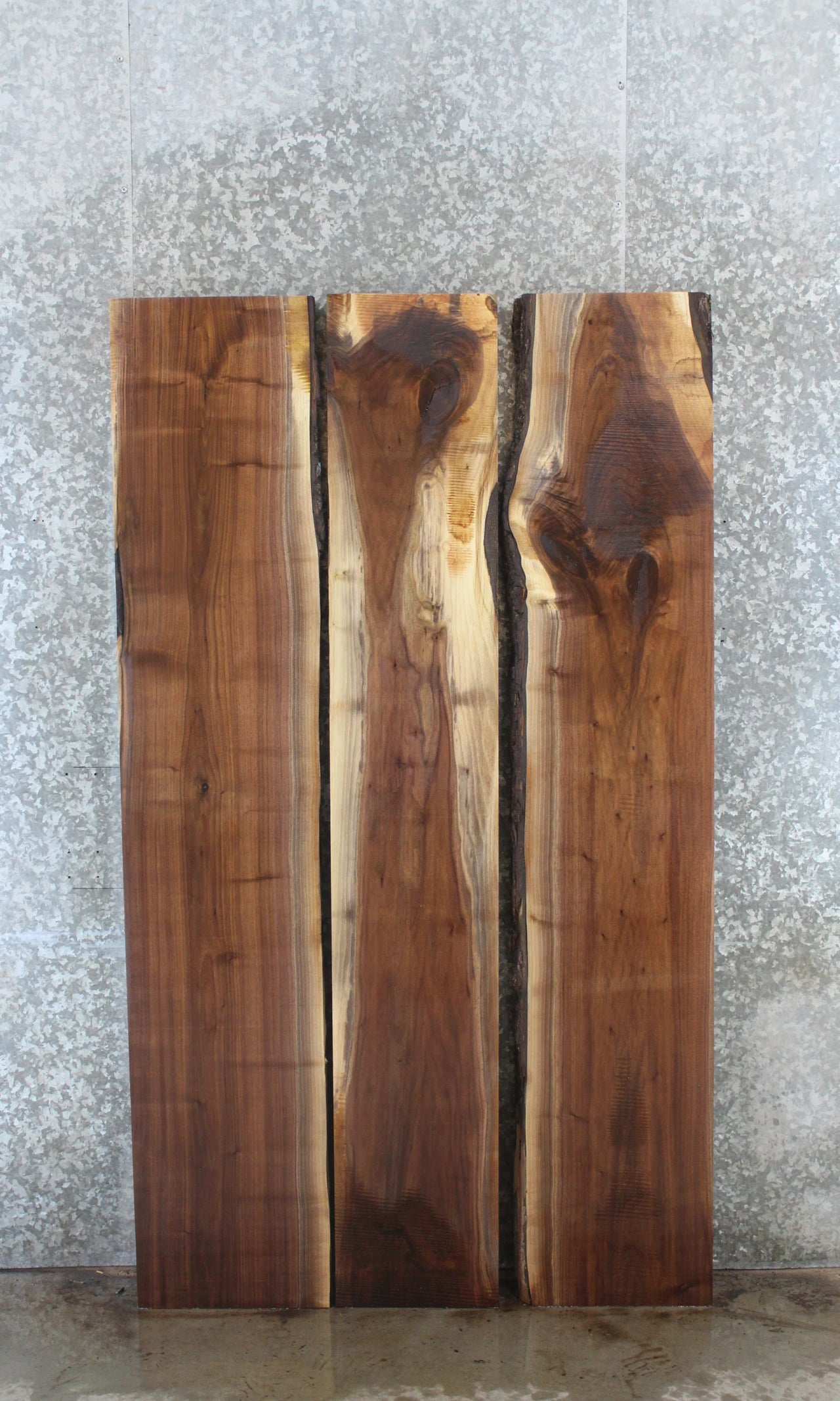 3- Live Edge Black Walnut Bookmatched Kitchen/Desk Table Top 40749-40751