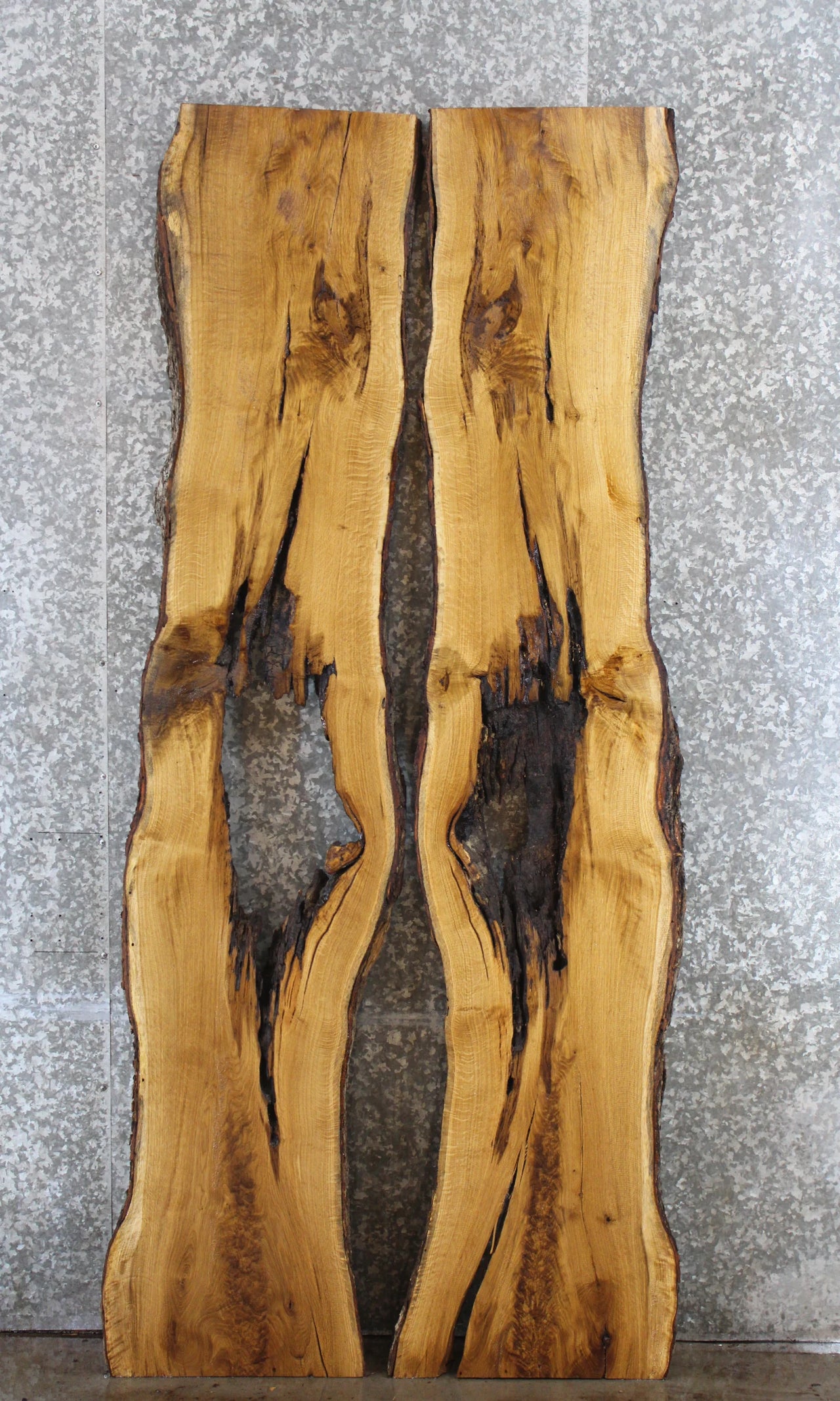 2- Hardwood Oak Live Edge Wood Slabs, Epoxy Dining Table Project 40752-40753