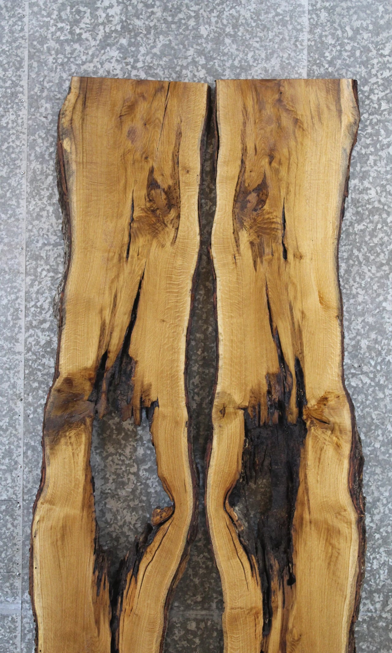 2- Hardwood Oak Live Edge Wood Slabs, Epoxy Dining Table Project 40752-40753